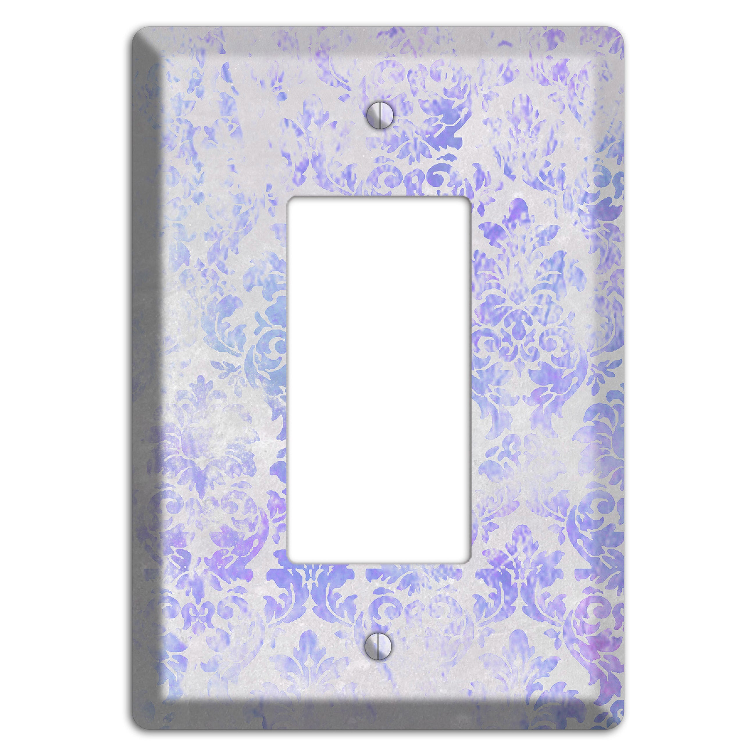 Periwinkle Gray Whimsical Damask Rocker Wallplate