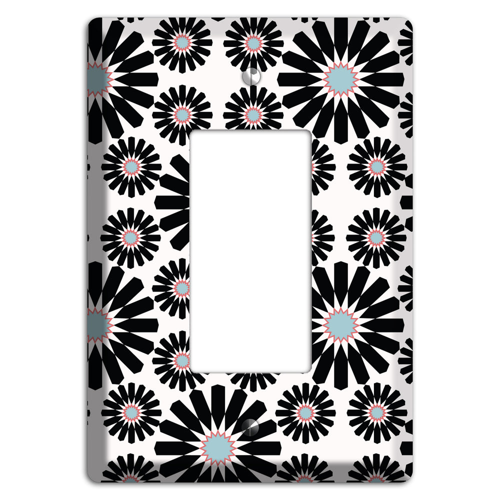 Dusty Blue Maroon Scandinavian Floral Rocker Wallplate