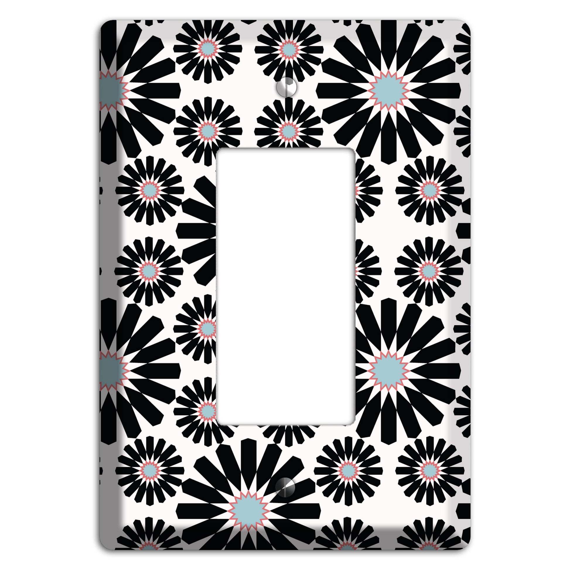 Dusty Blue Maroon Scandinavian Floral Rocker Wallplate