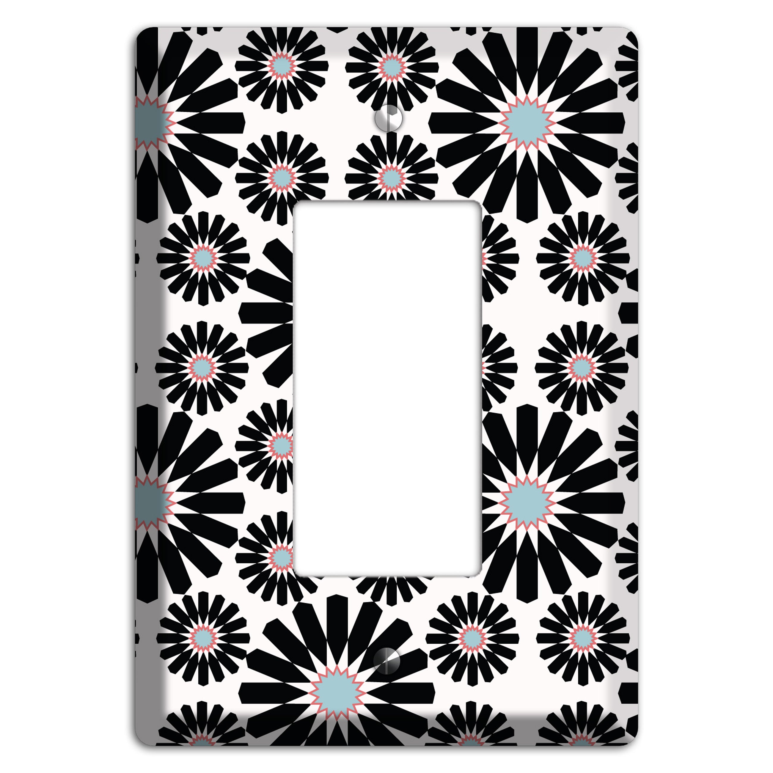 Dusty Blue Maroon Scandinavian Floral Rocker Wallplate