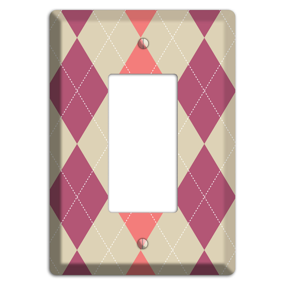 Pink and Tan Argyle Rocker Wallplate