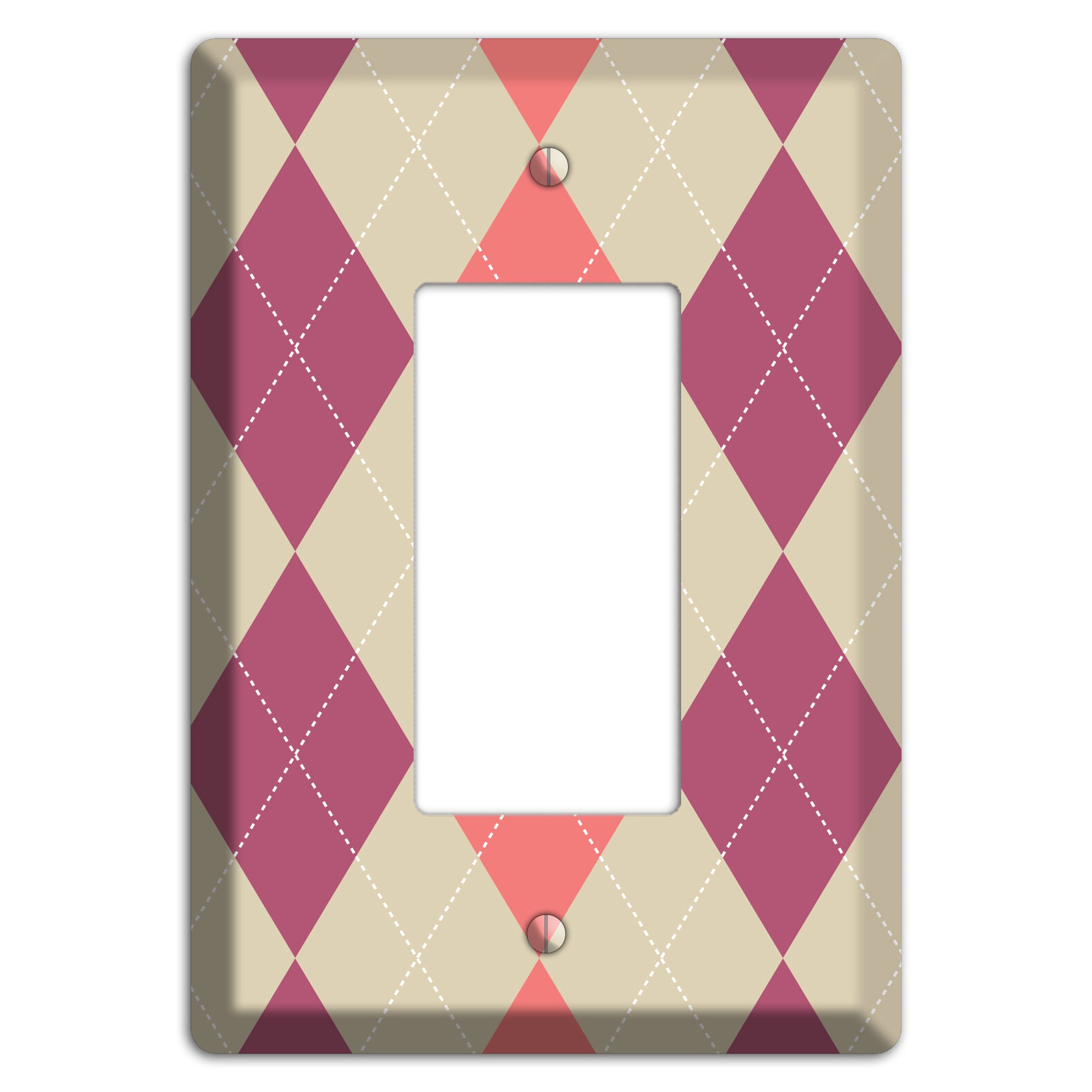 Pink and Tan Argyle Rocker Wallplate