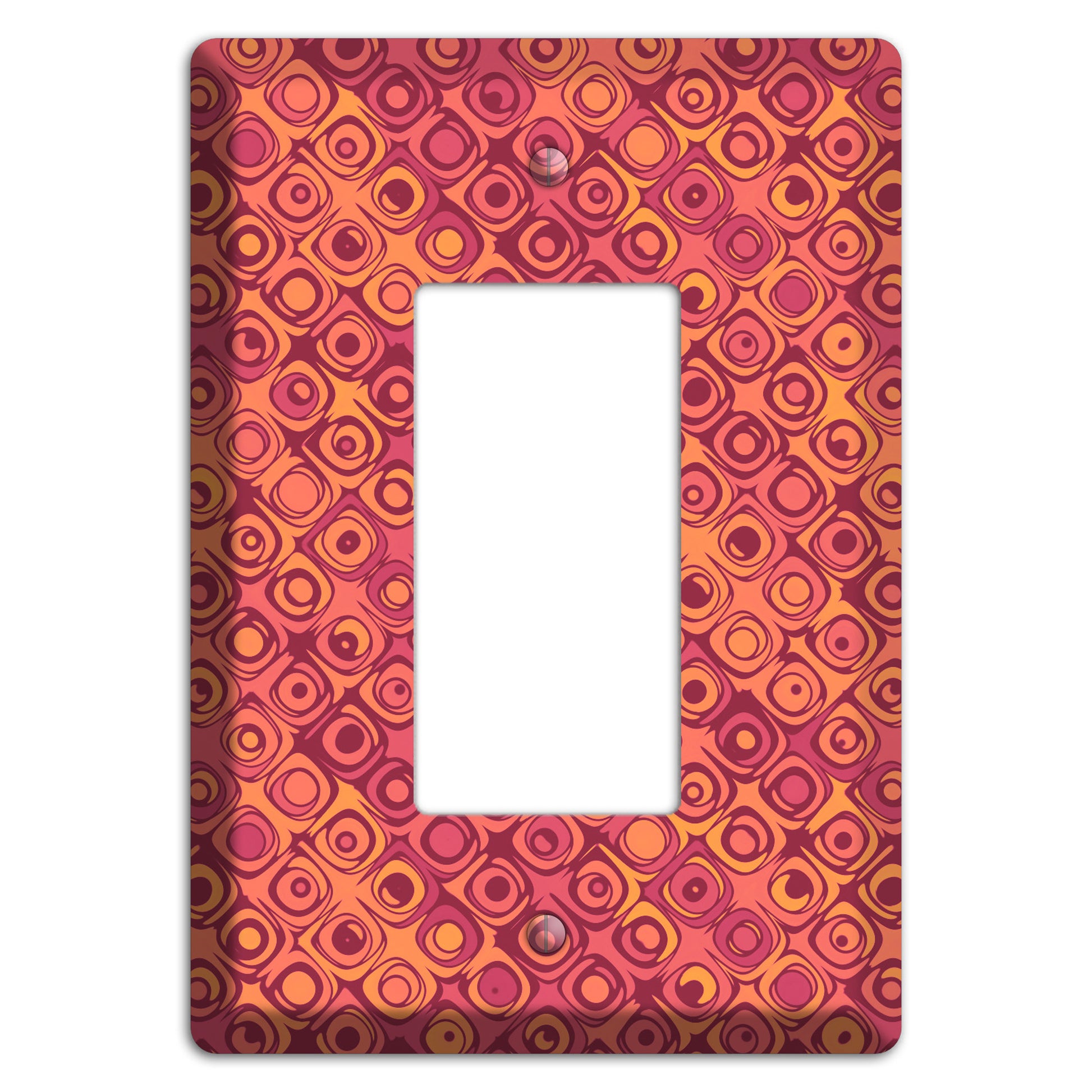 Coral Grunge Retro Circles Rocker Wallplate