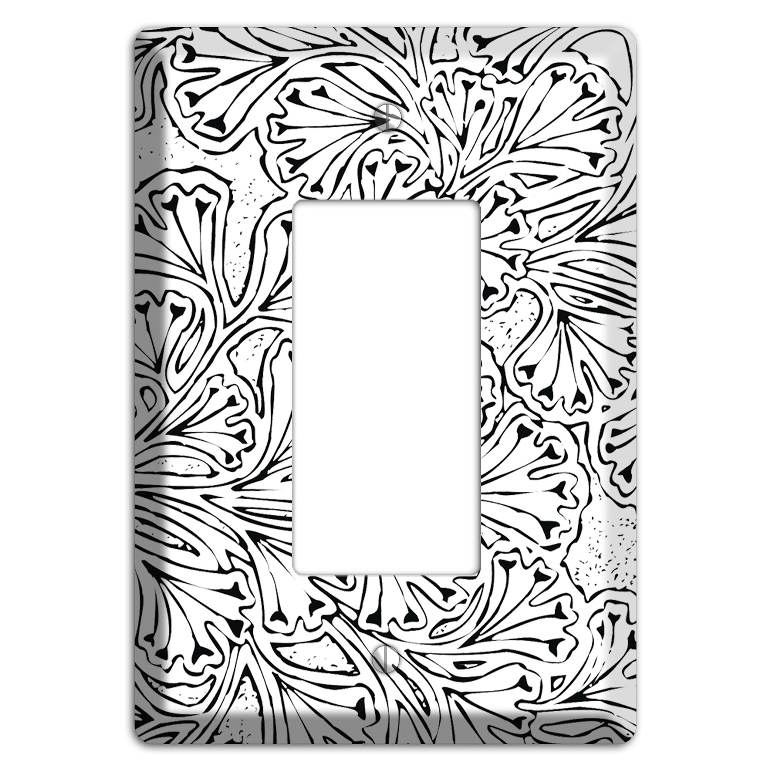 Deco White with Black Interlocking Floral Rocker Wallplate