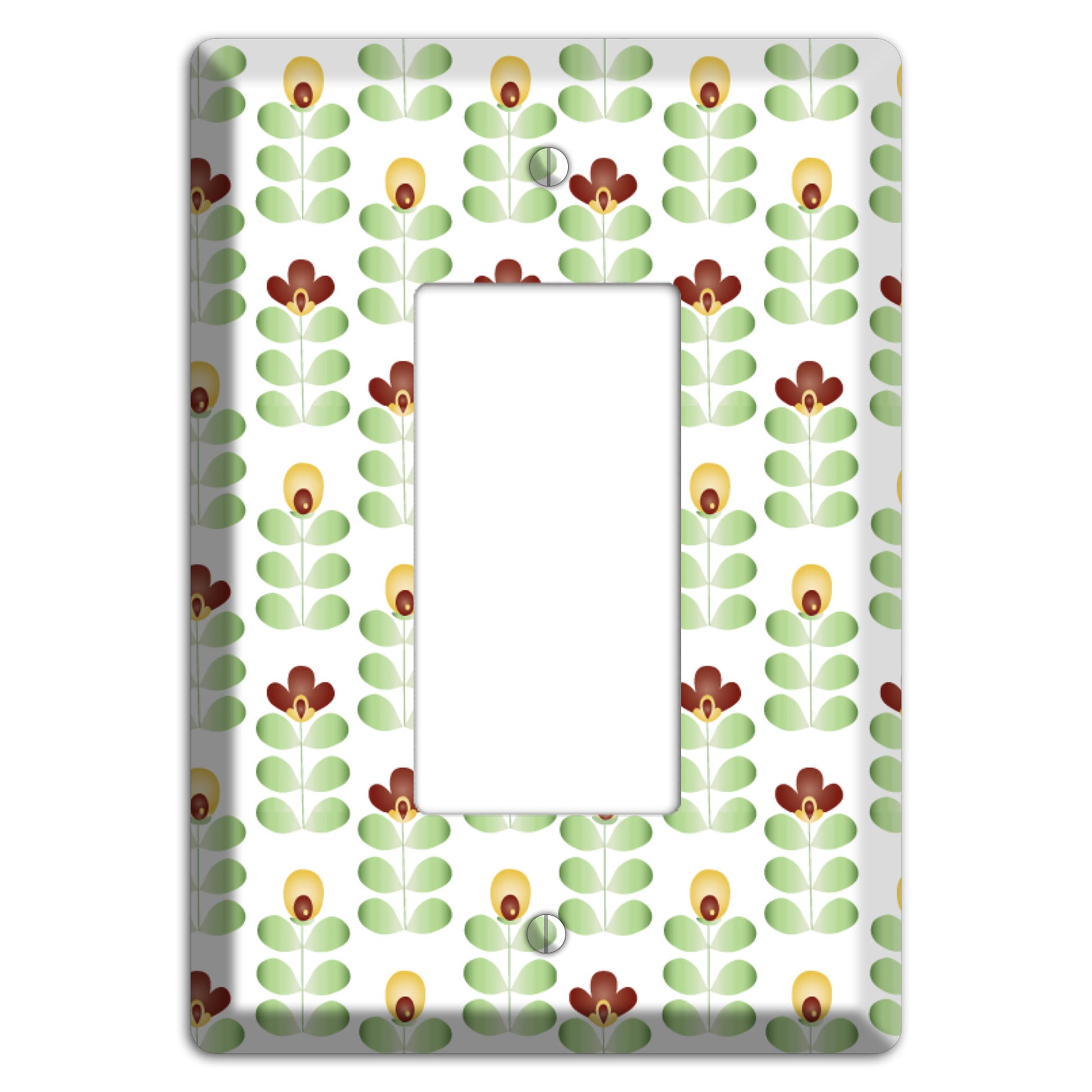 Light Green Deco Floral Half Drop Rocker Wallplate