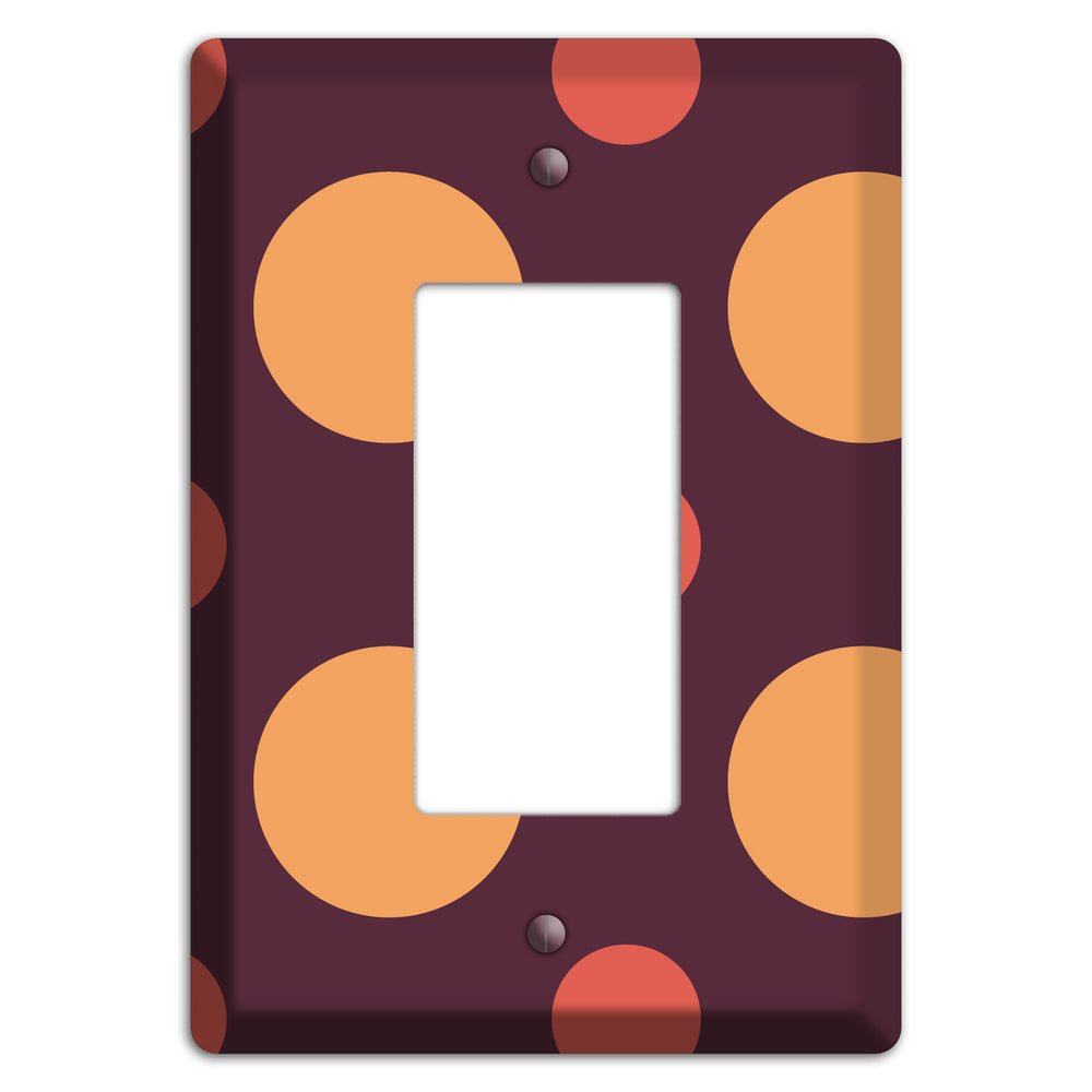 Eggplant with Multi Coral Multi Medium Polka Dots Rocker Wallplate