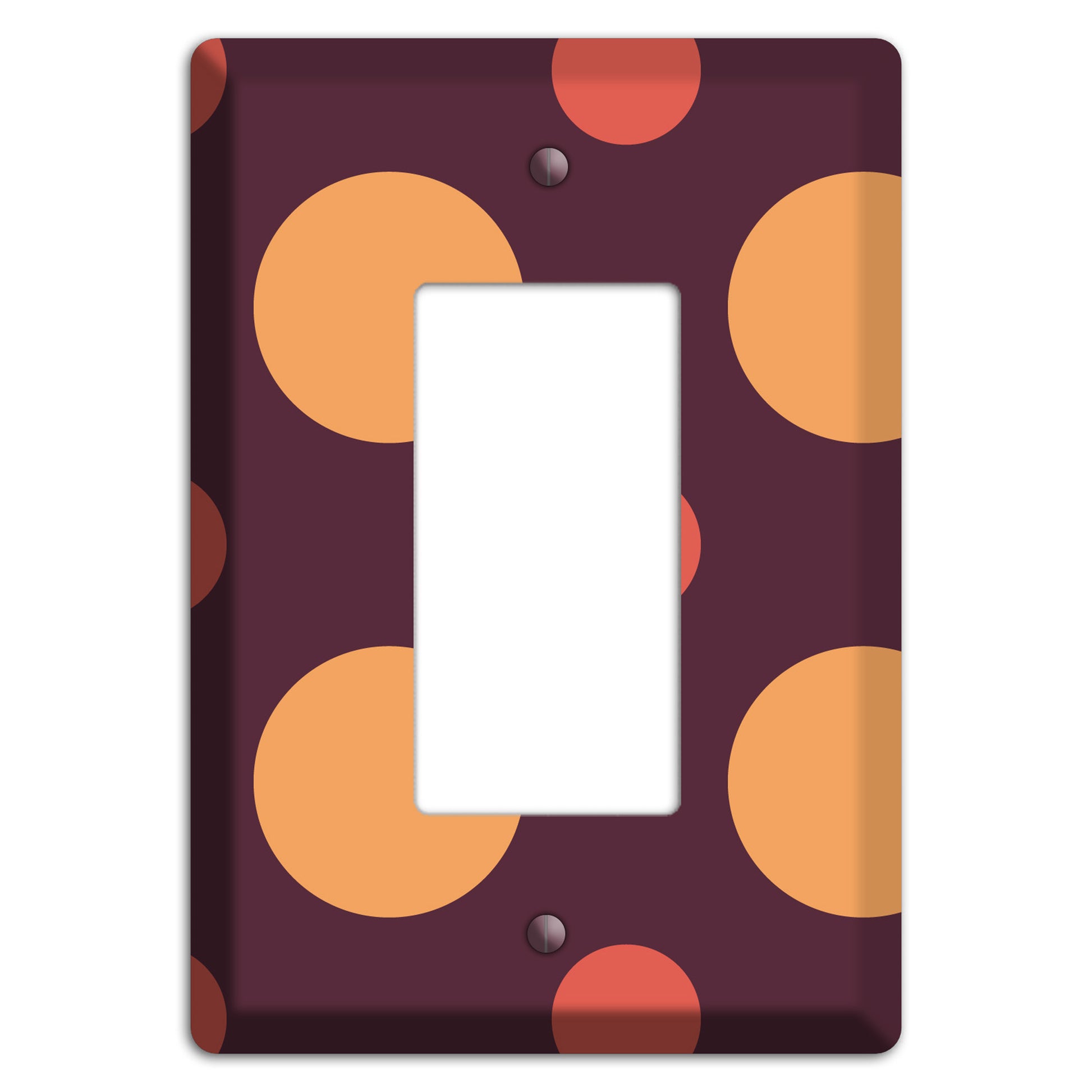 Eggplant with Multi Coral Multi Medium Polka Dots Rocker Wallplate