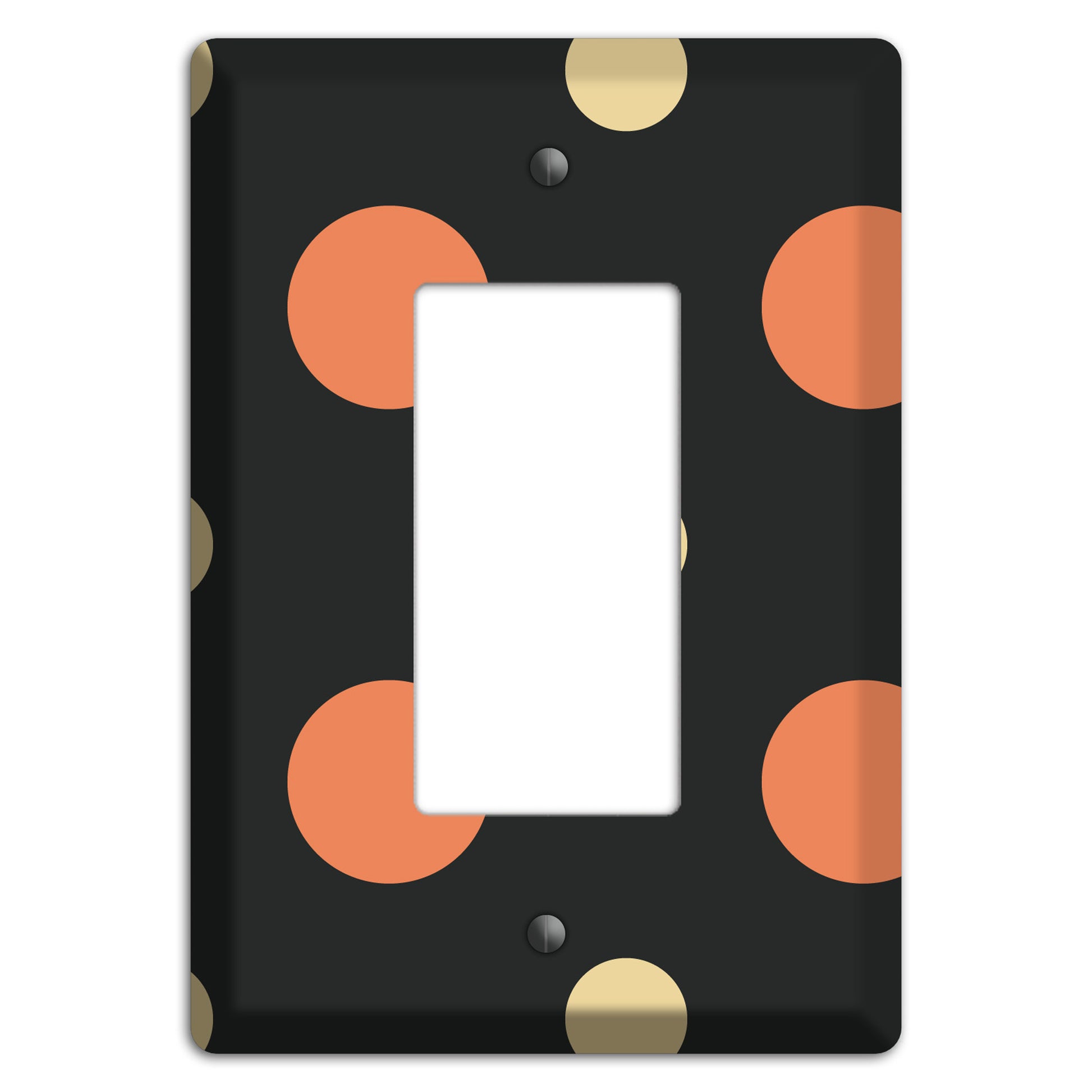 Black with Coral and Beige Multi Medium Polka Dots Rocker Wallplate