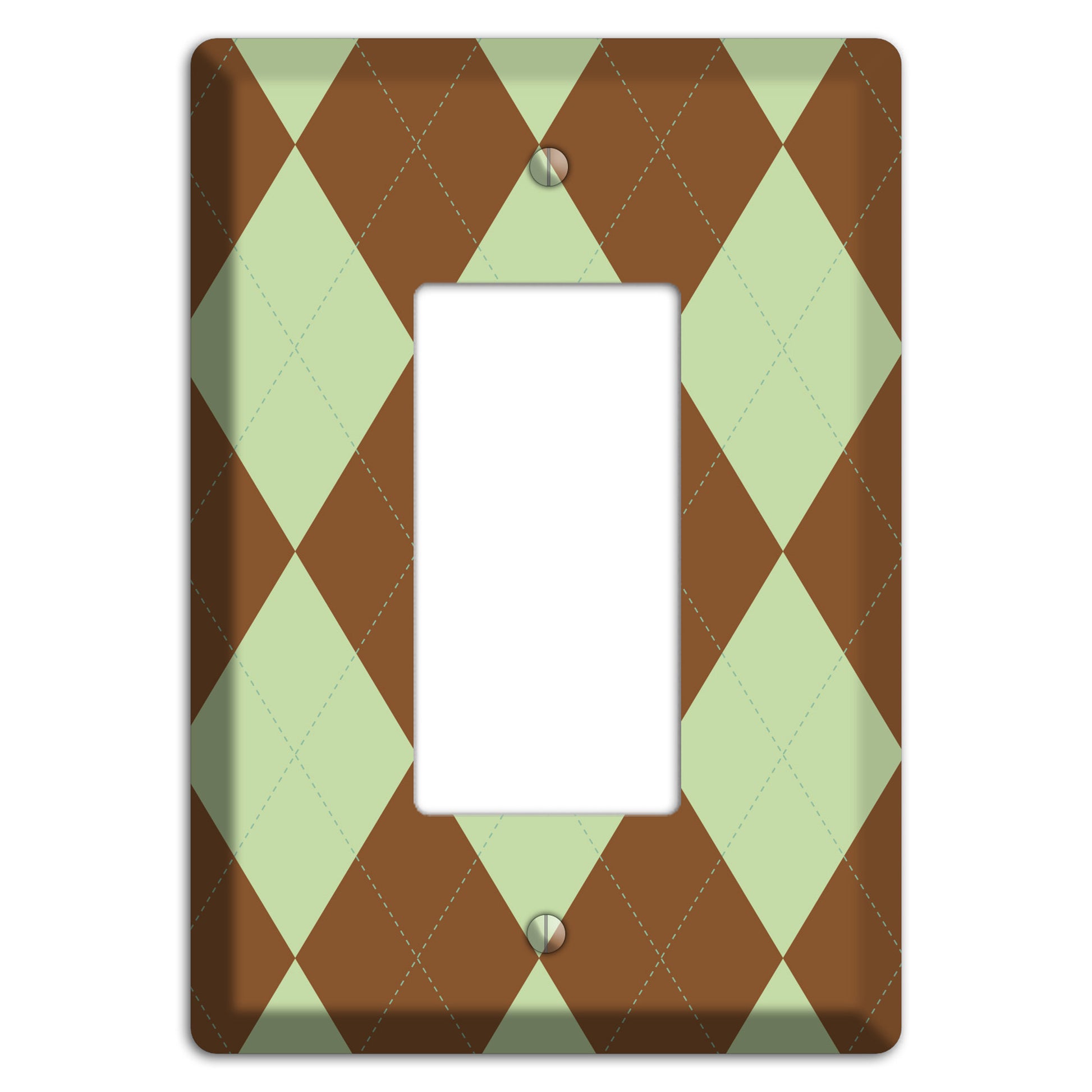 Brown and Green Argyle Rocker Wallplate
