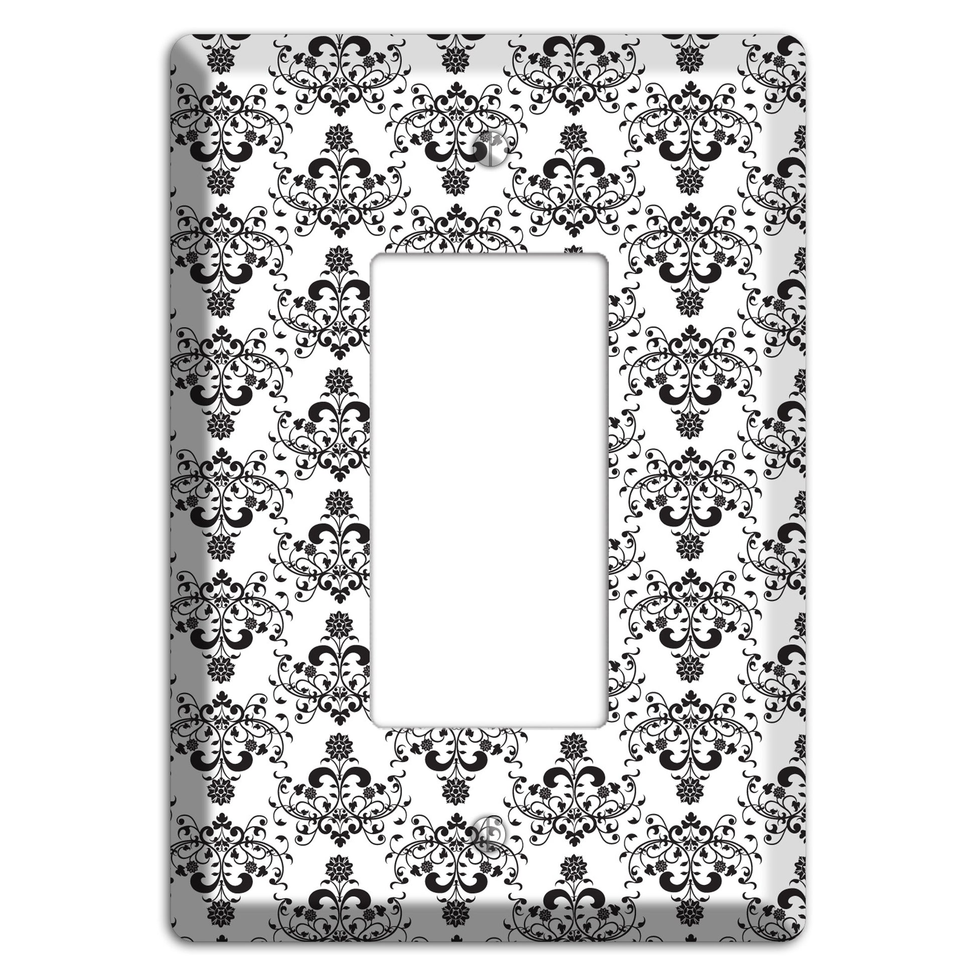 White with Black Cartouche Half Drop Rocker Wallplate
