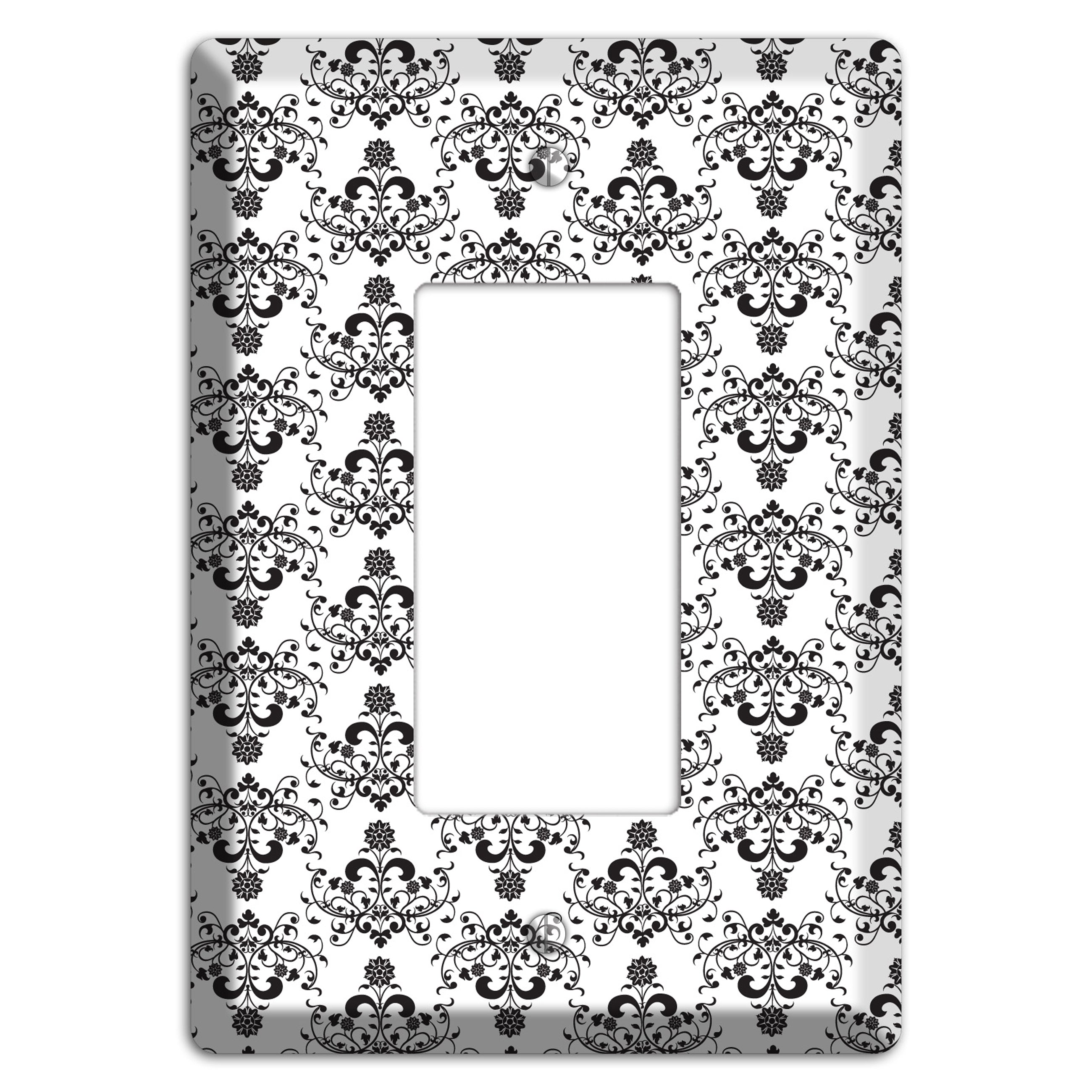 White with Black Cartouche Half Drop Rocker Wallplate