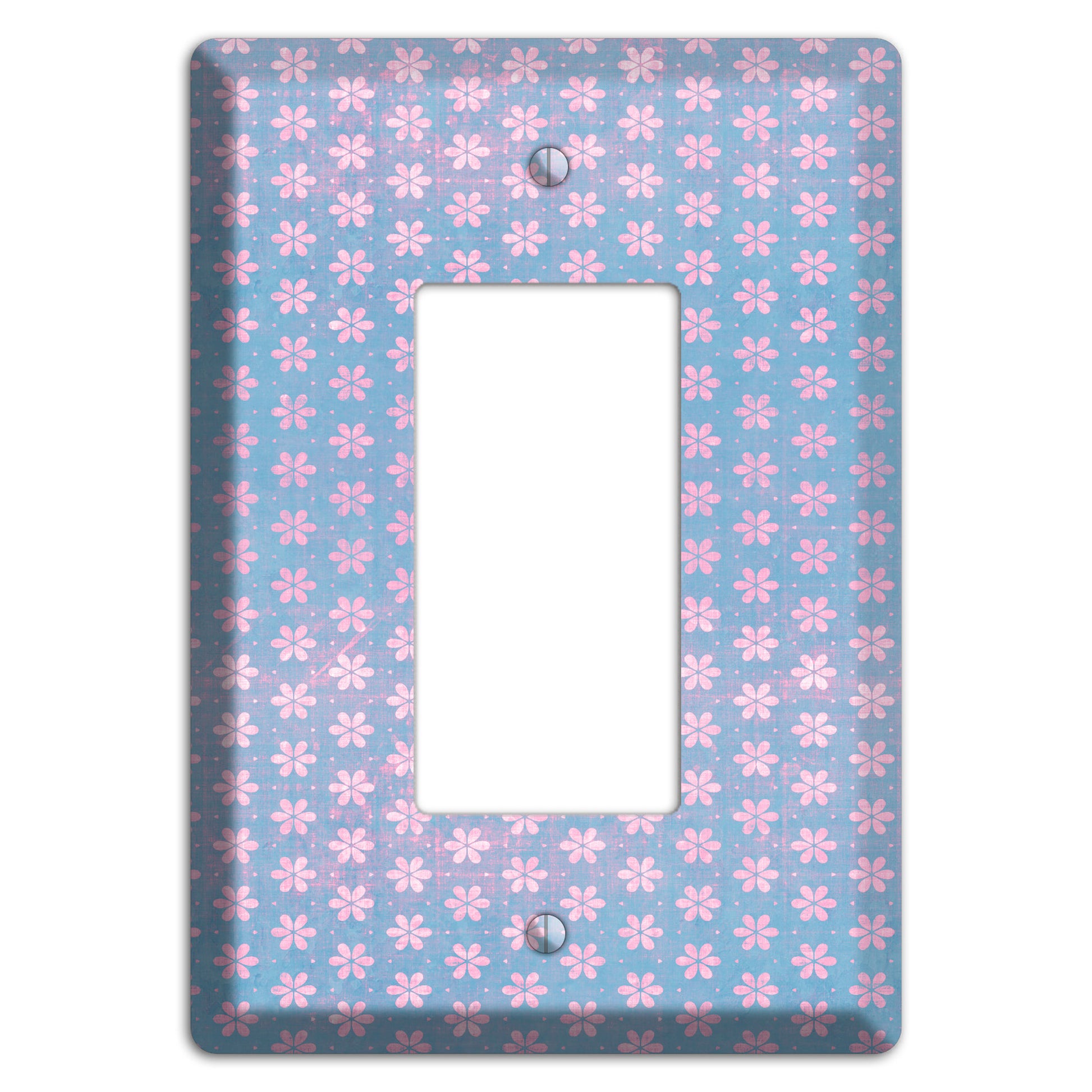Periwinkle Grunge Floral Contour Rocker Wallplate