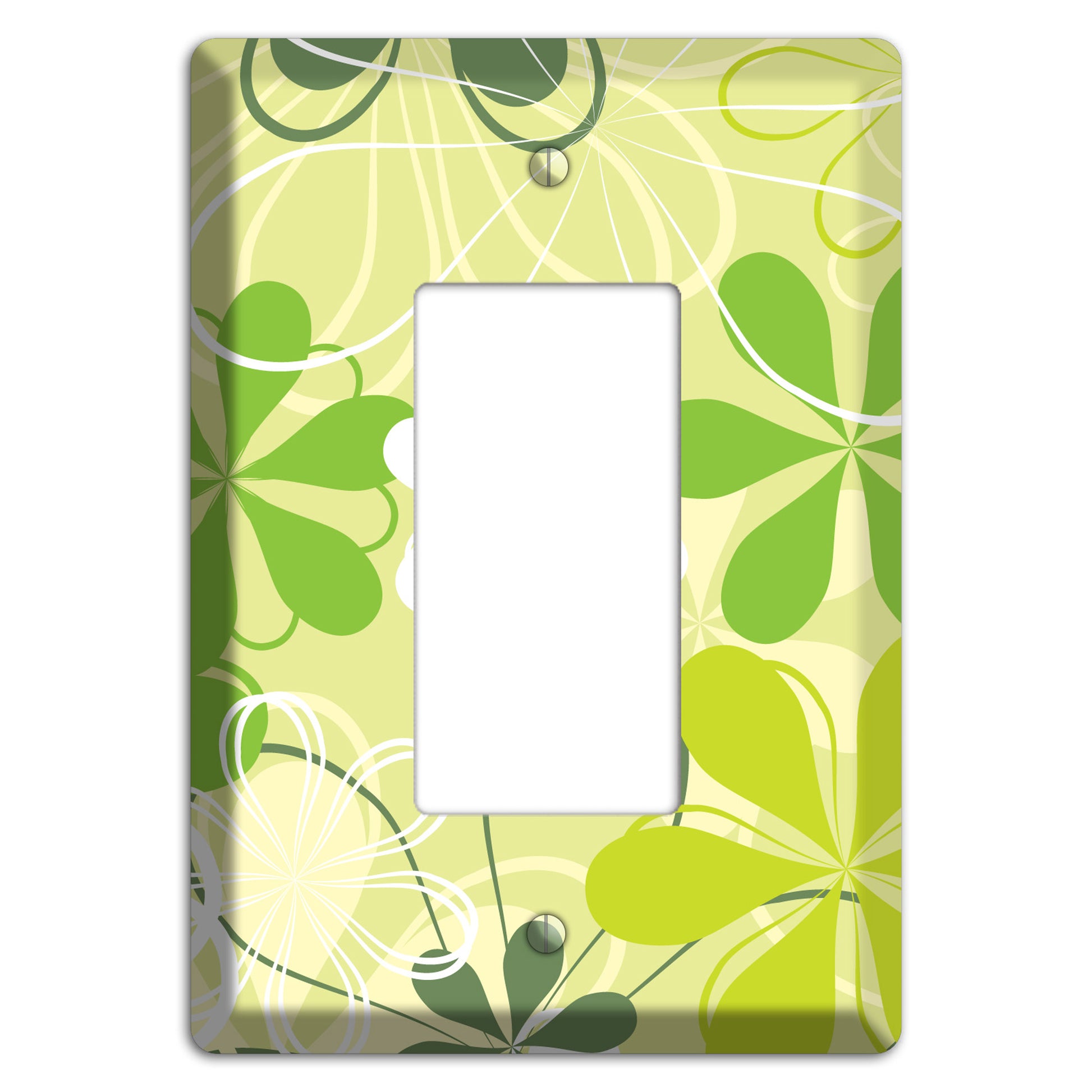 Green Retro Flowers Rocker Wallplate