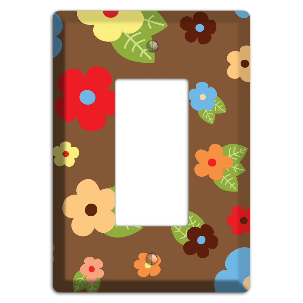 Brown Delicate Flowers Rocker Wallplate