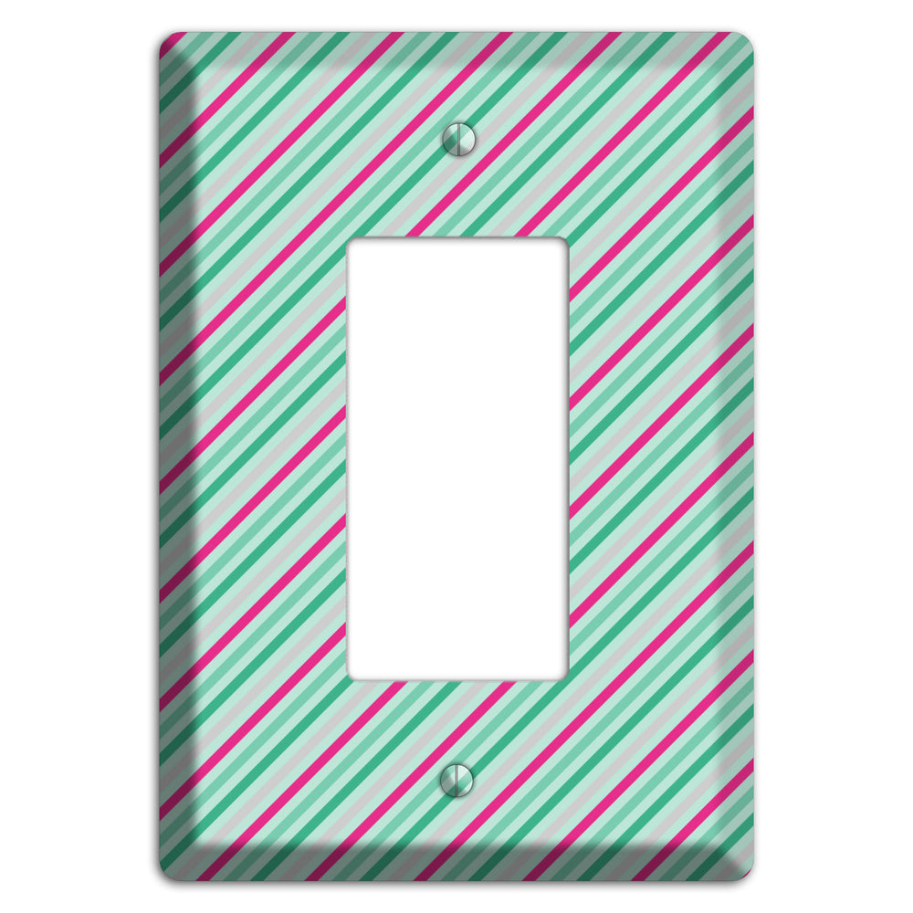 Grey Fuschia and Multi Aqua Angled Stripes Rocker Wallplate