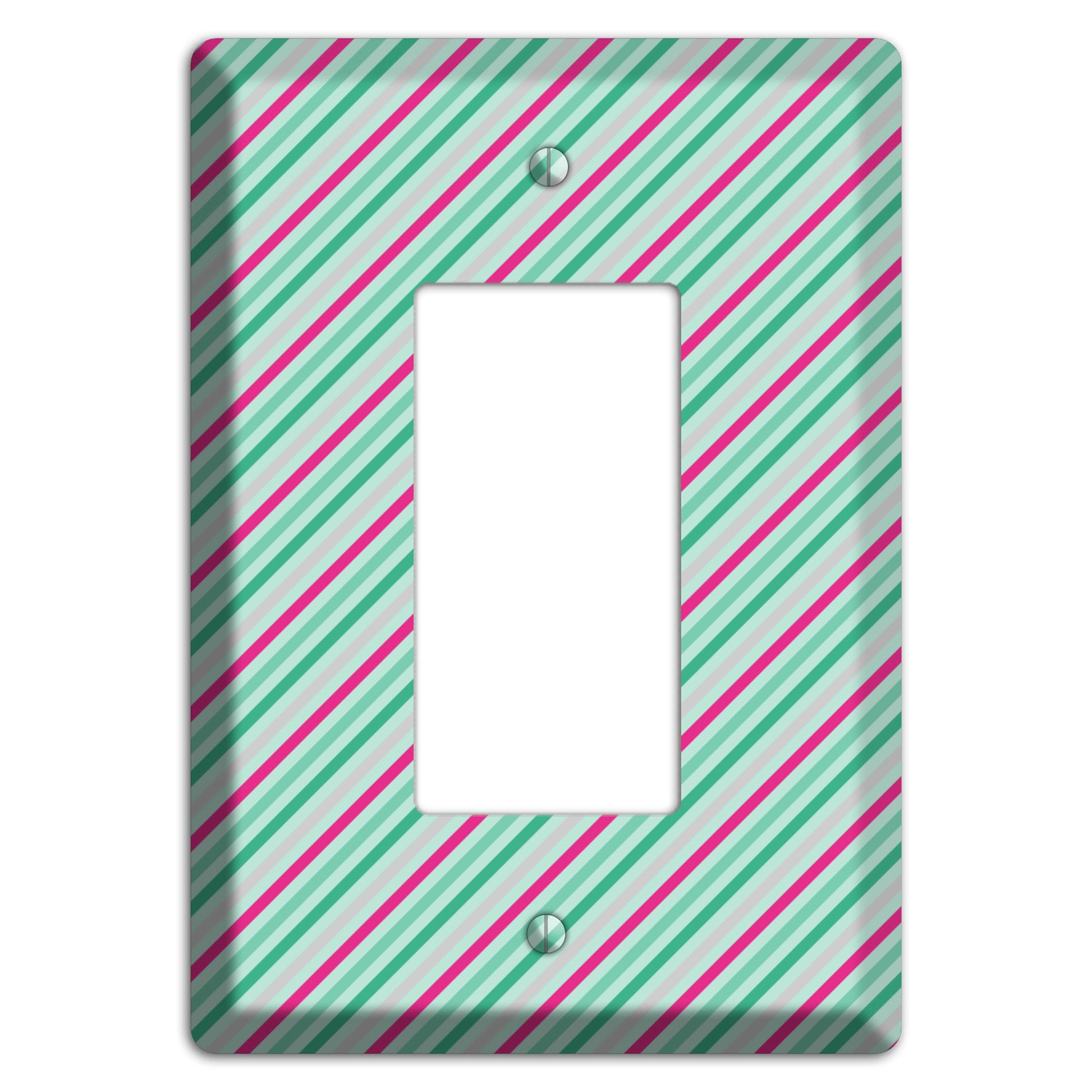 Grey Fuschia and Multi Aqua Angled Stripes Rocker Wallplate