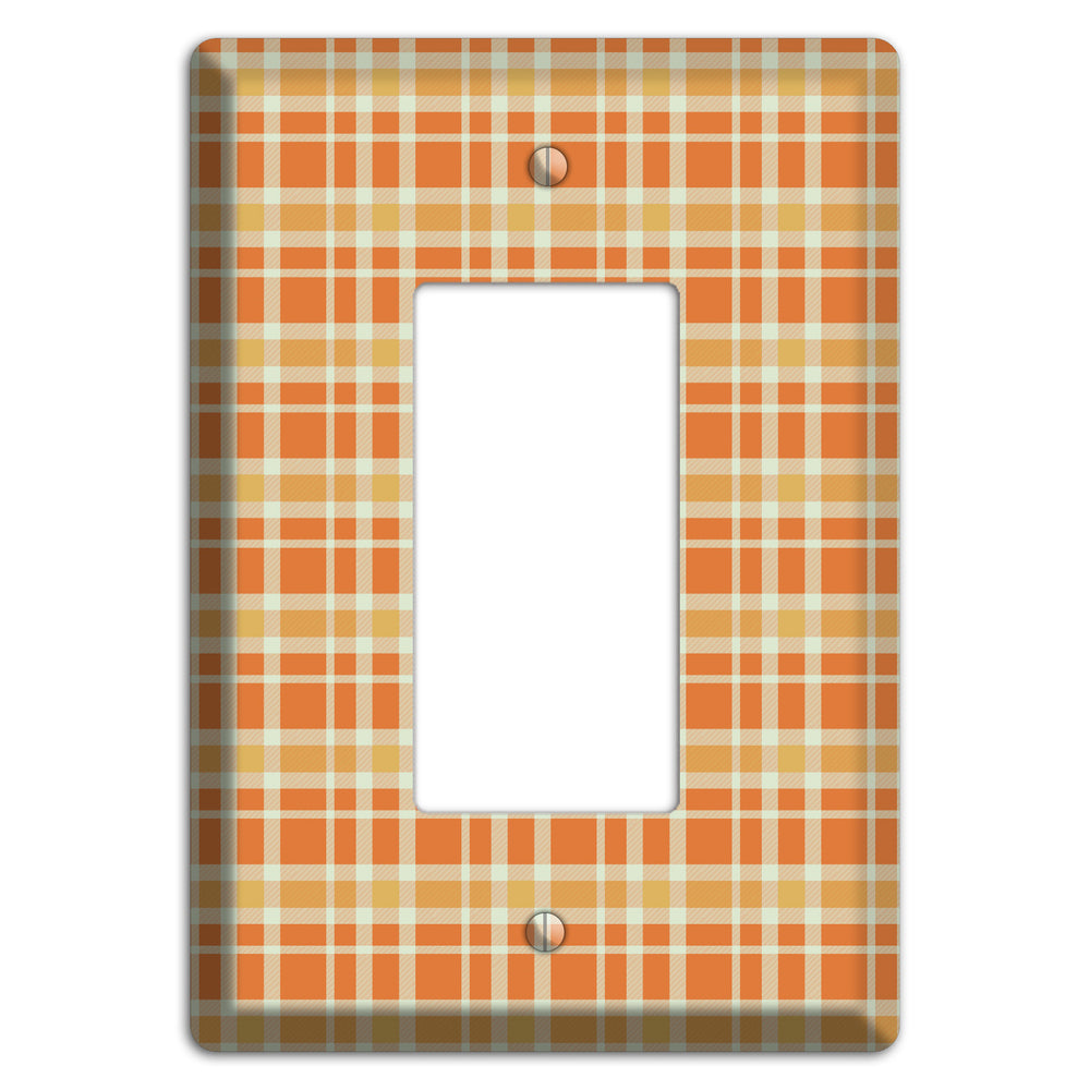 Orange and Beige Plaid Rocker Wallplate