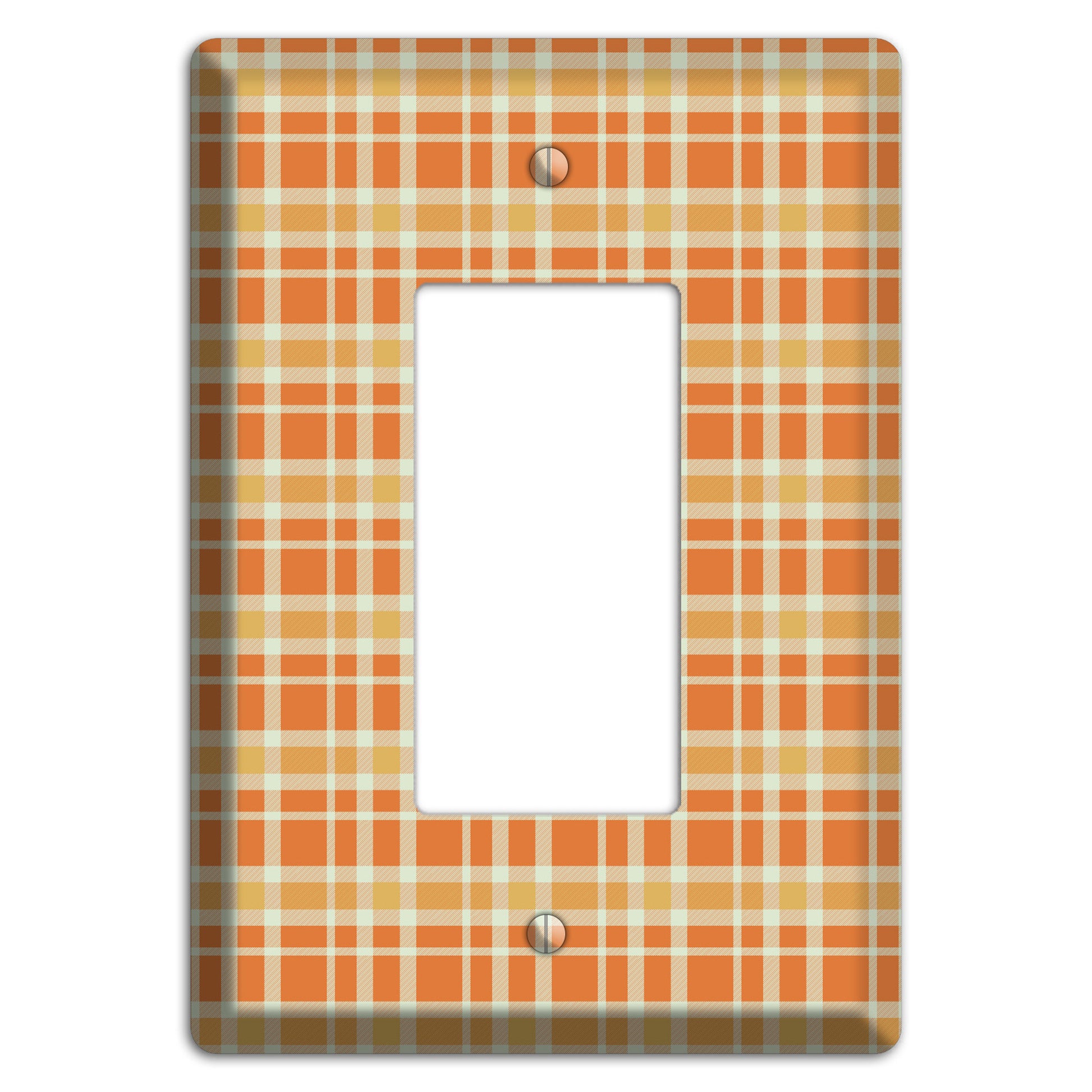 Orange and Beige Plaid Rocker Wallplate