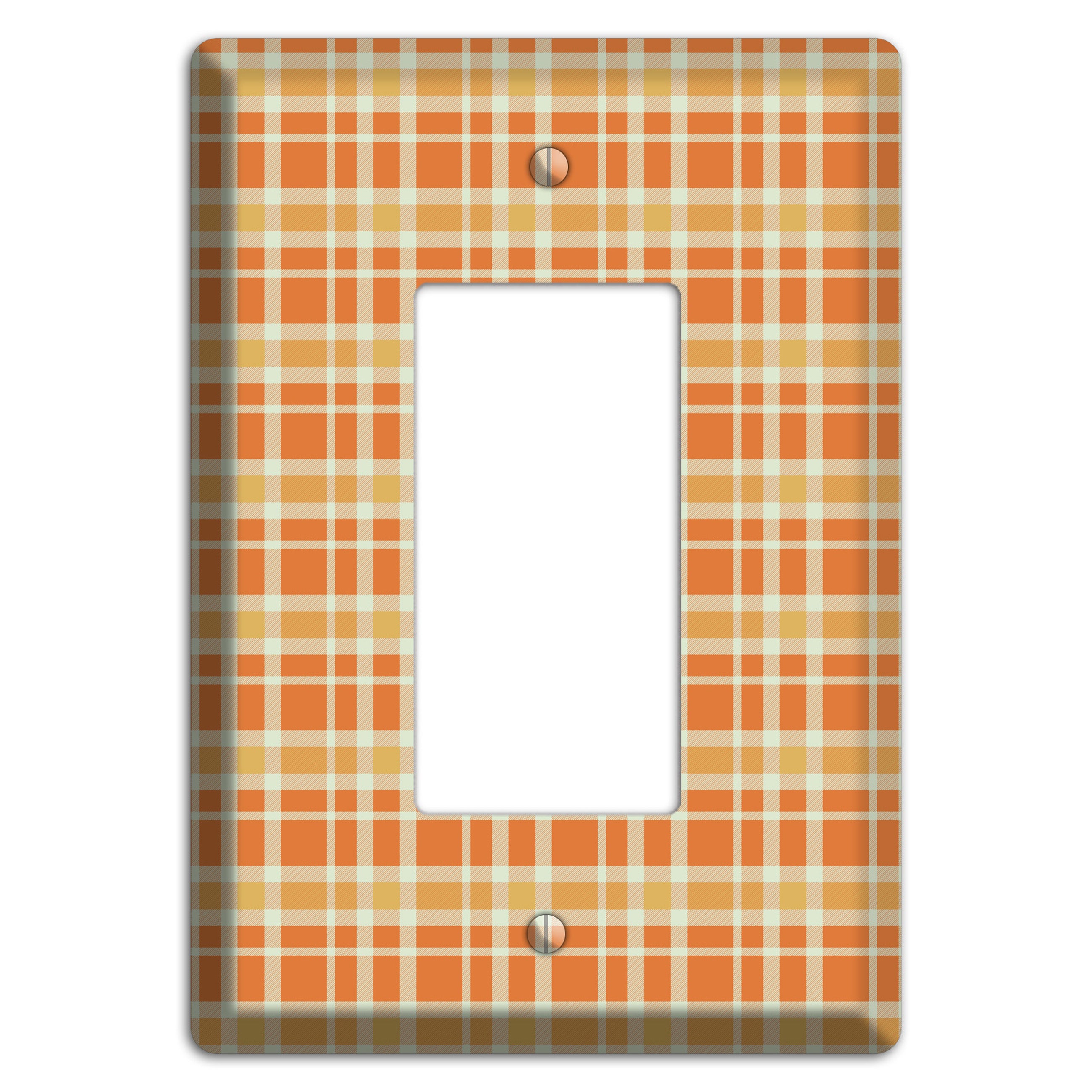 Orange and Beige Plaid Rocker Wallplate