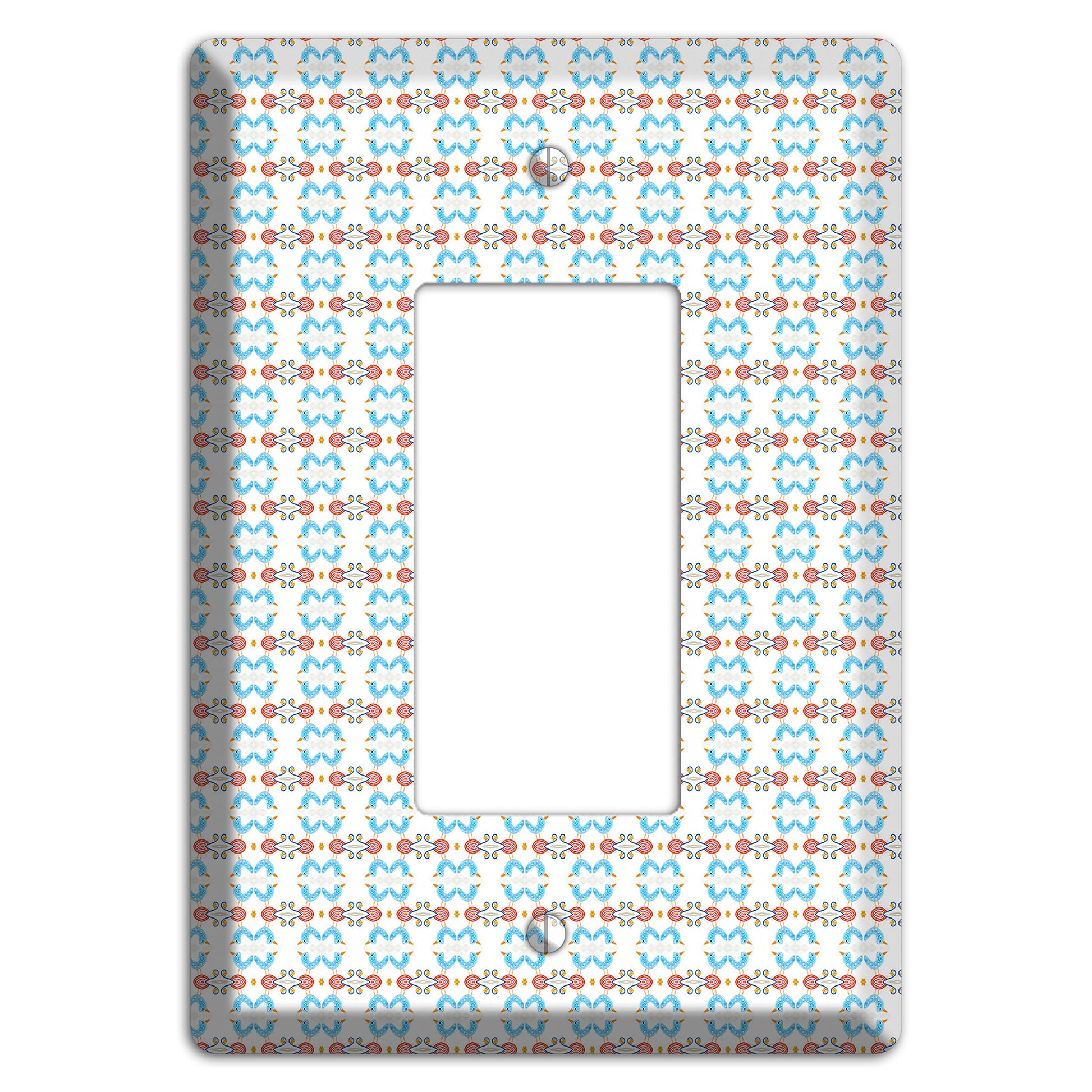 White with Blue Red Tapestry Rocker Wallplate