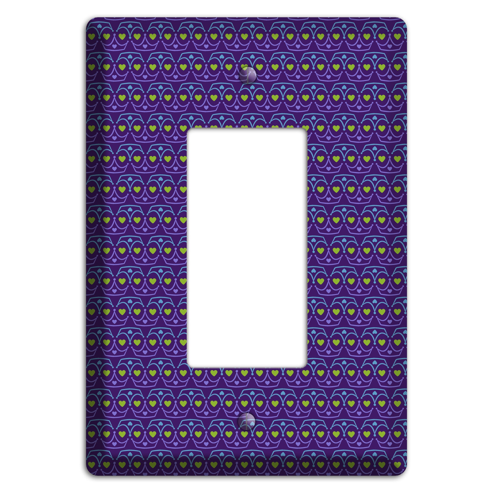 Purple Blue and Green Geometric Hearts Rocker Wallplate