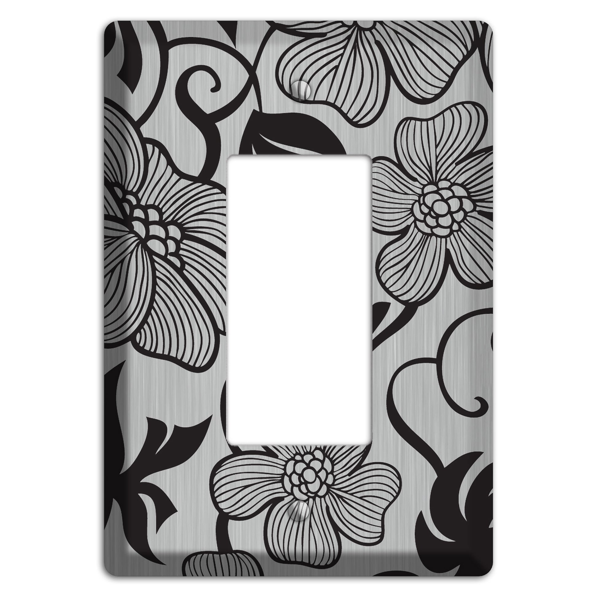 Stainless with Black Tropical Rocker Wallplate