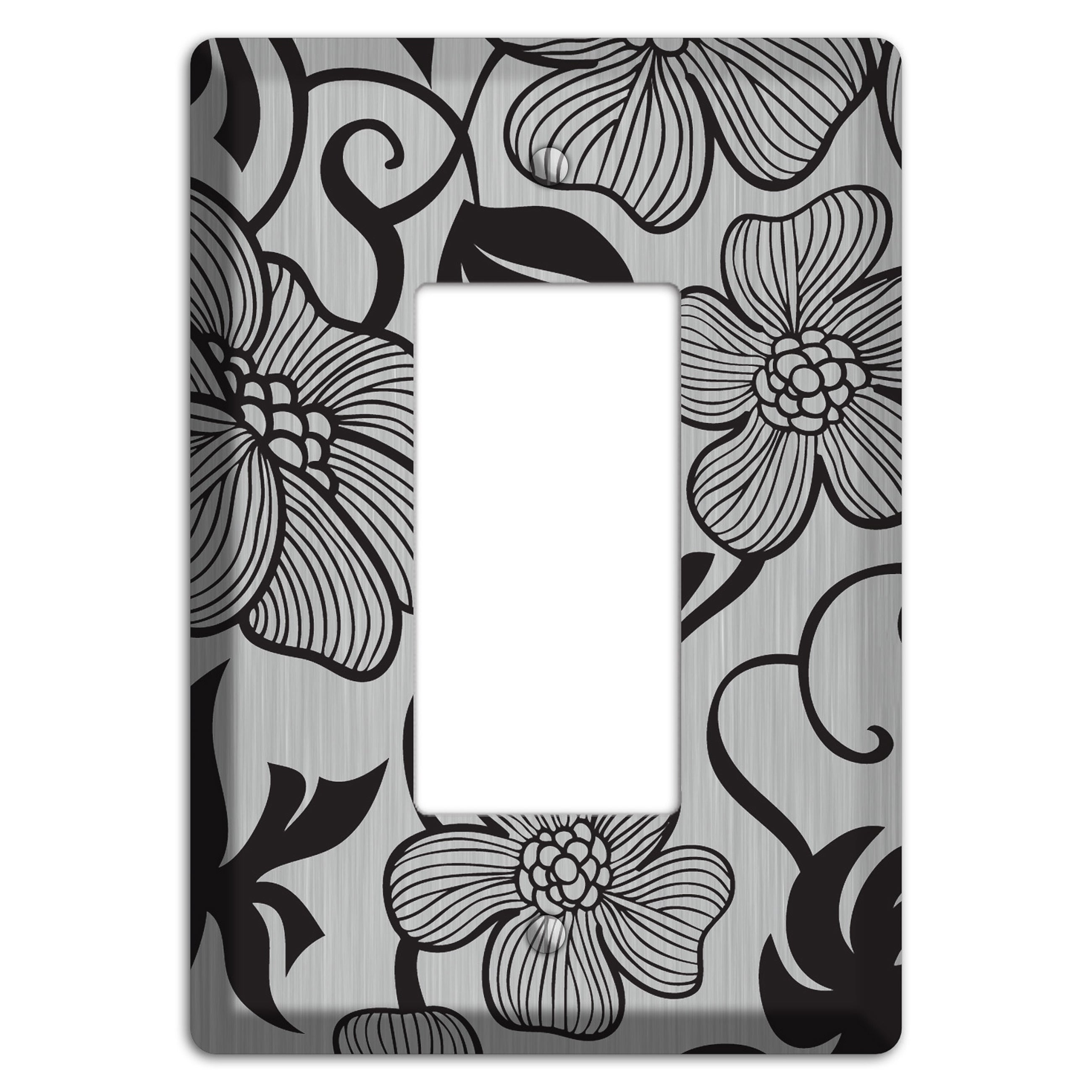 Stainless with Black Tropical Rocker Wallplate
