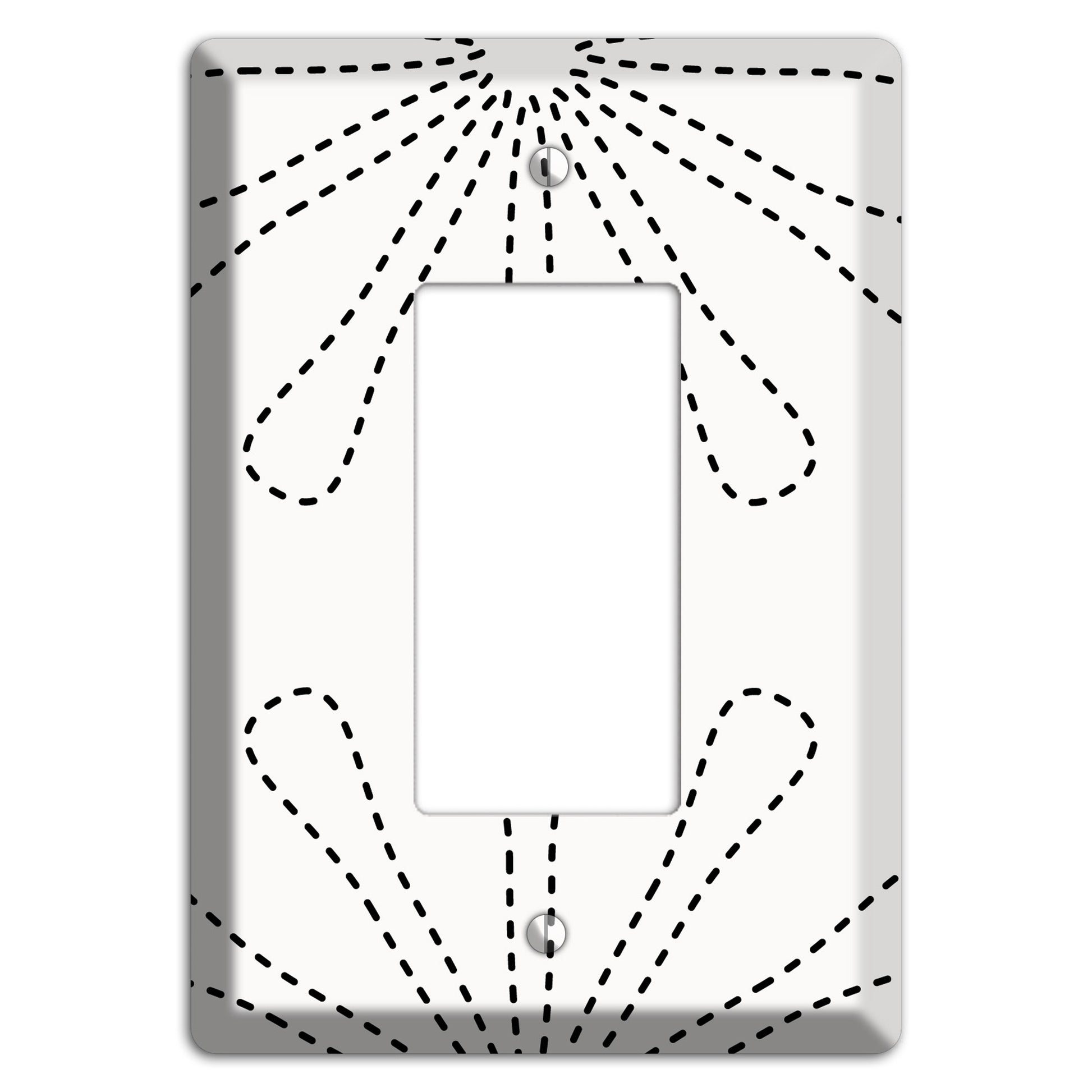White with Black Retro Stipple Floral Contour Rocker Wallplate