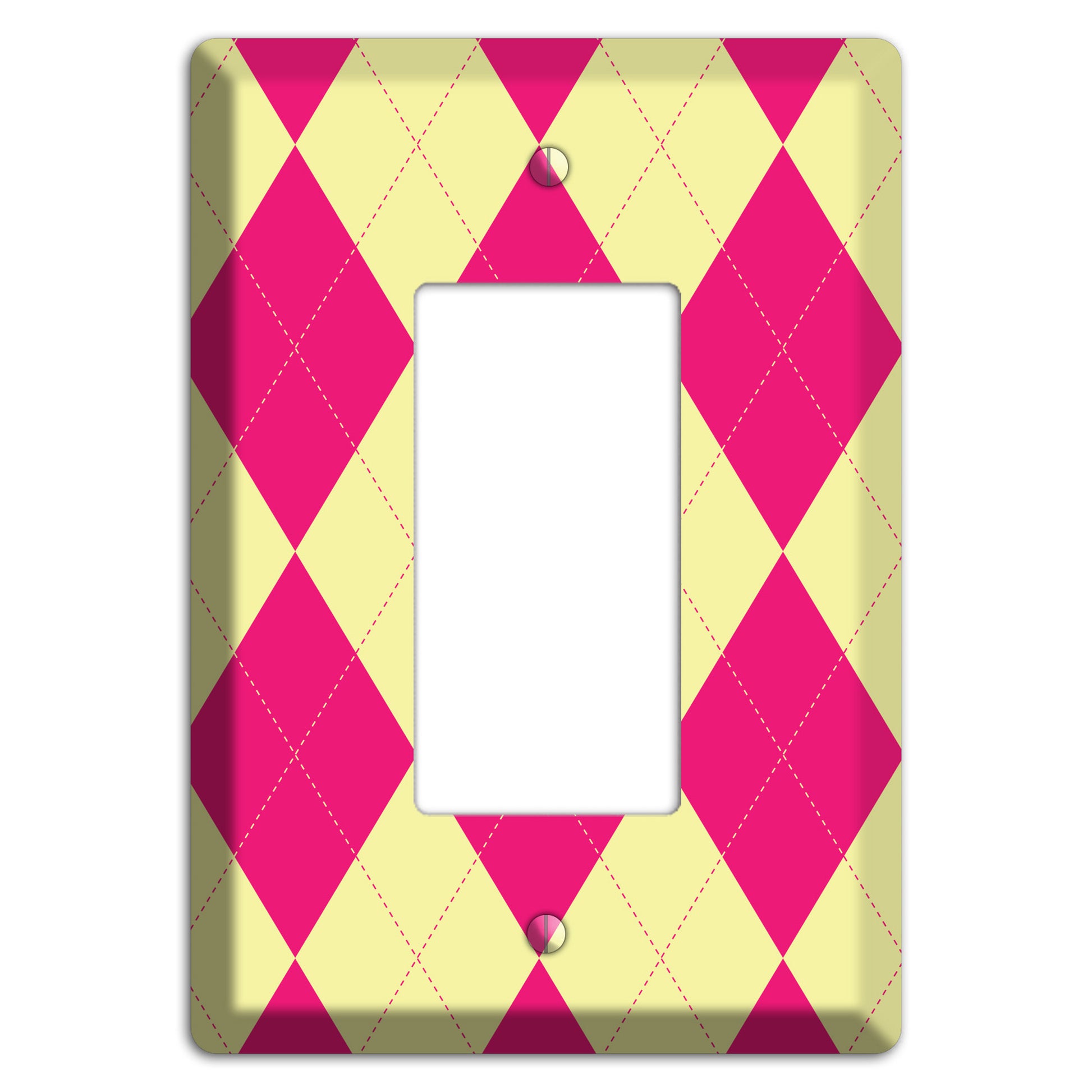 Pink and Yellow Argyle Rocker Wallplate