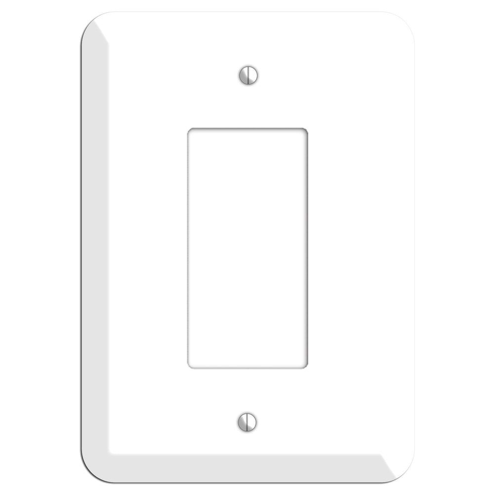 Rounded Corner White Metal Rocker Wallplate
