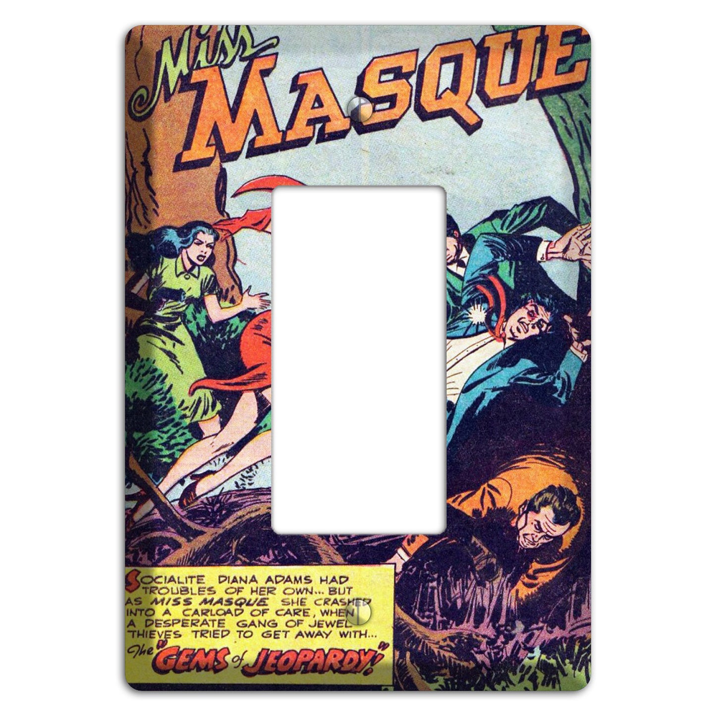 Miss Masque Vintage Comics Rocker Wallplate