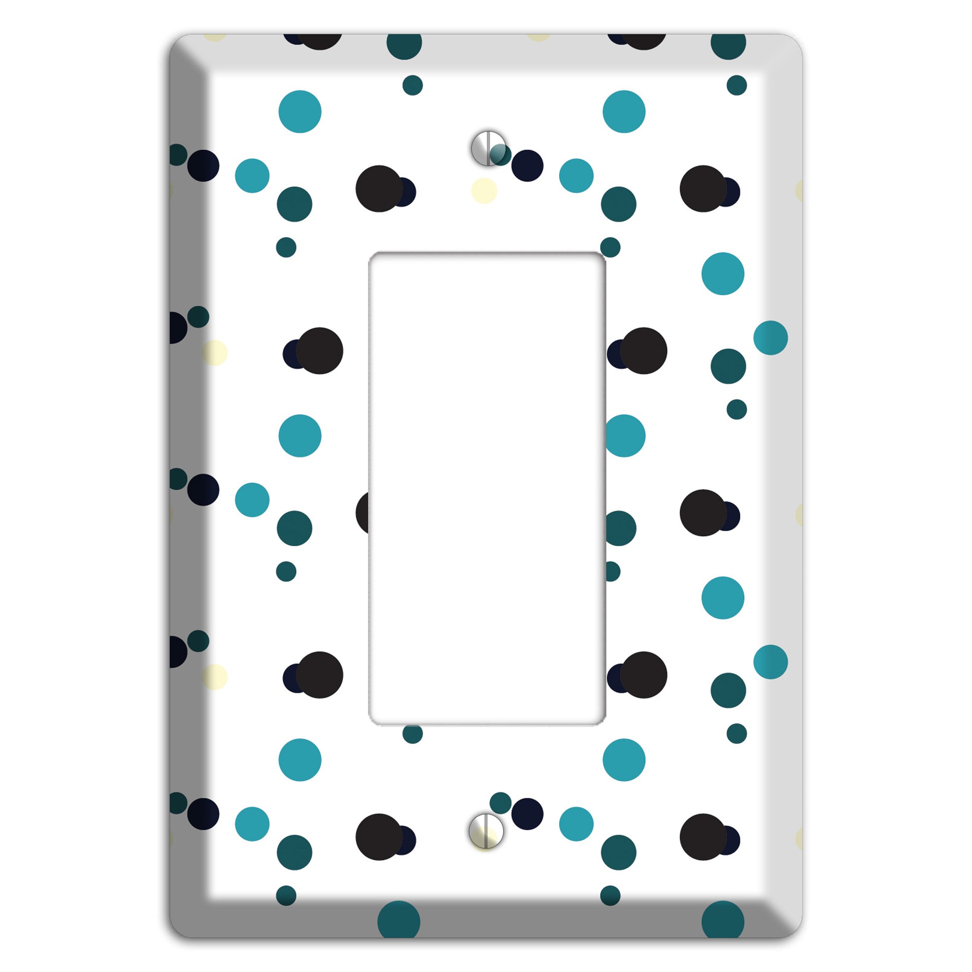 White with Teal and Black Multi Dots Rocker Wallplate