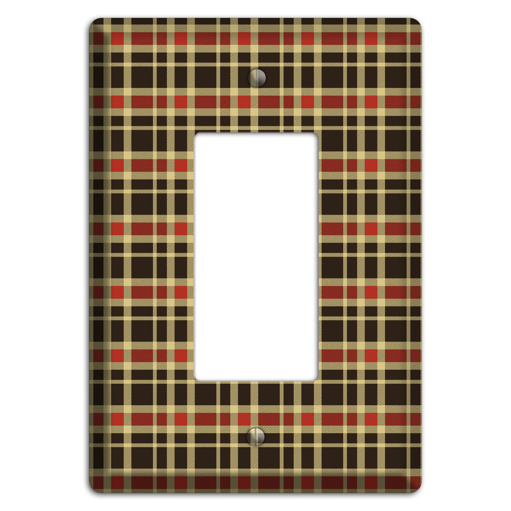 Maroon and Black Plaid Rocker Wallplate