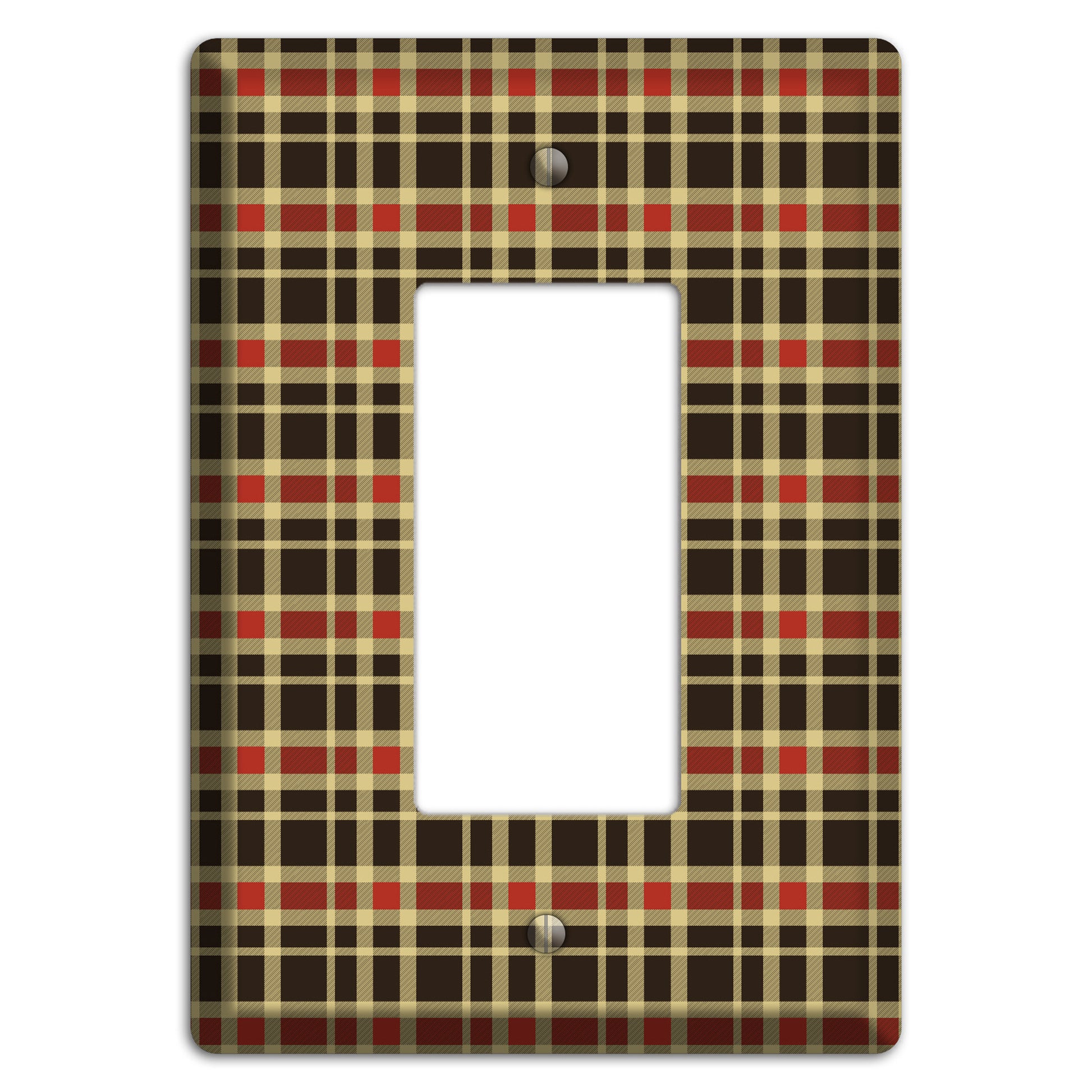 Maroon and Black Plaid Rocker Wallplate