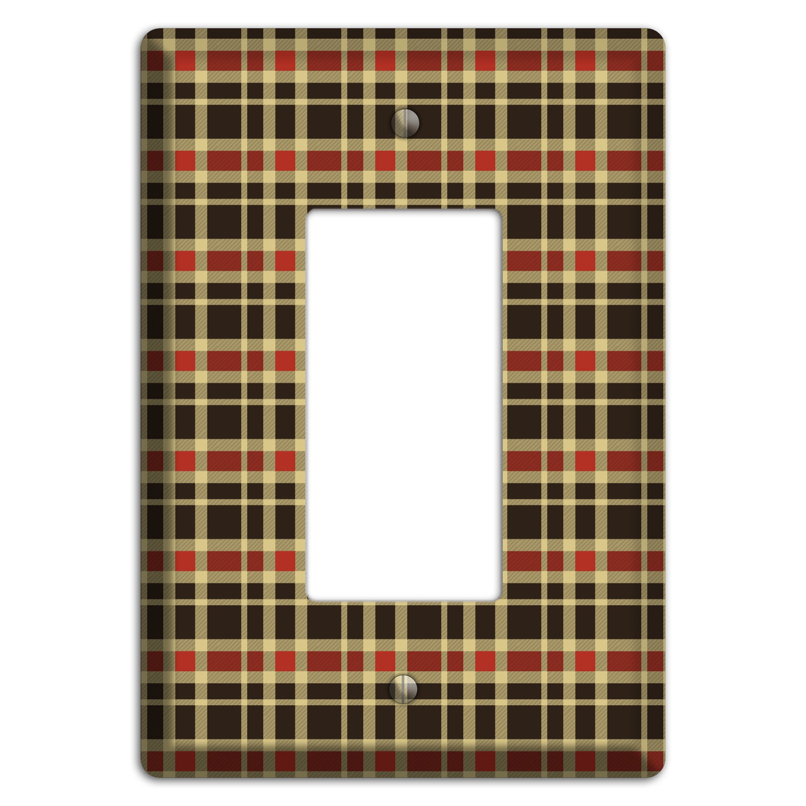 Maroon and Black Plaid Rocker Wallplate