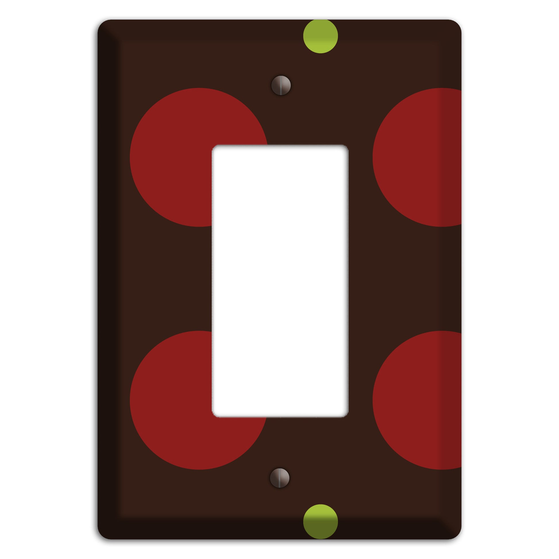 Brown with Red and Green Multi Medium Polka Dots Rocker Wallplate