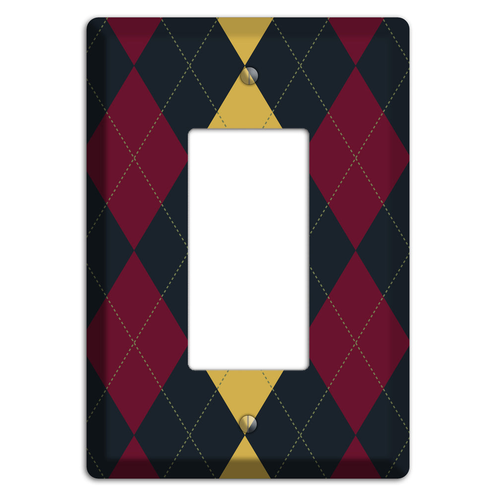 Deep Red and Yellow Argyle Rocker Wallplate