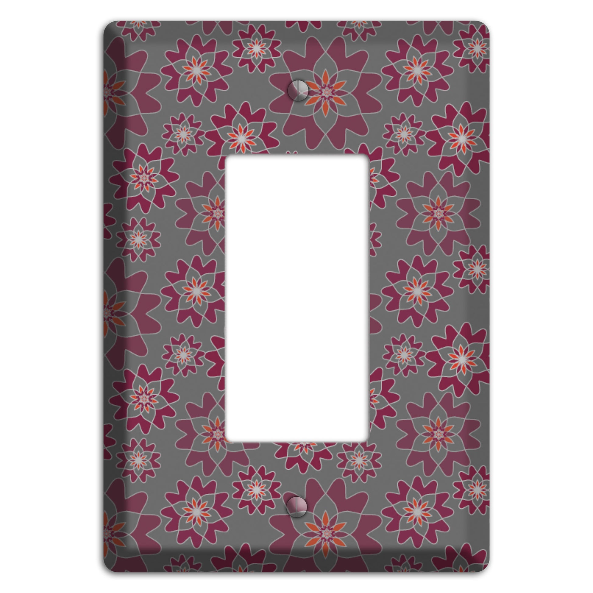 Grey with Burgundy Retro Suzani Rocker Wallplate