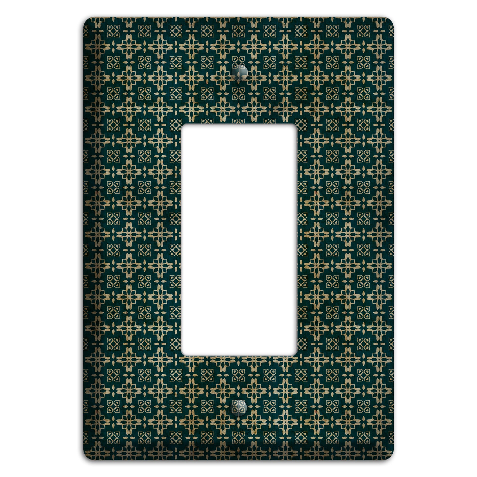 Dark Green Grunge Arabesque Rocker Wallplate