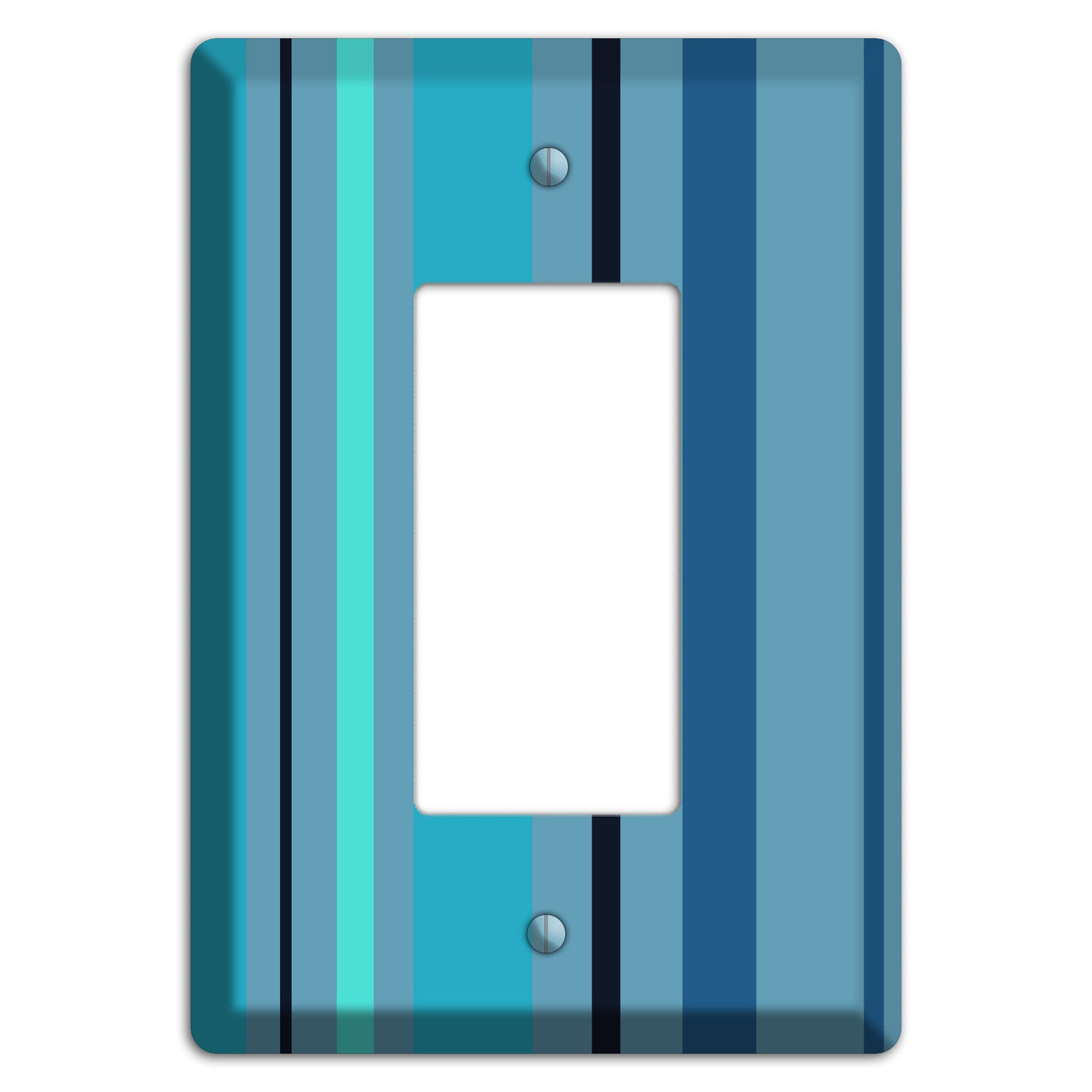 Multi Turquoise Vertical Stripe Rocker Wallplate