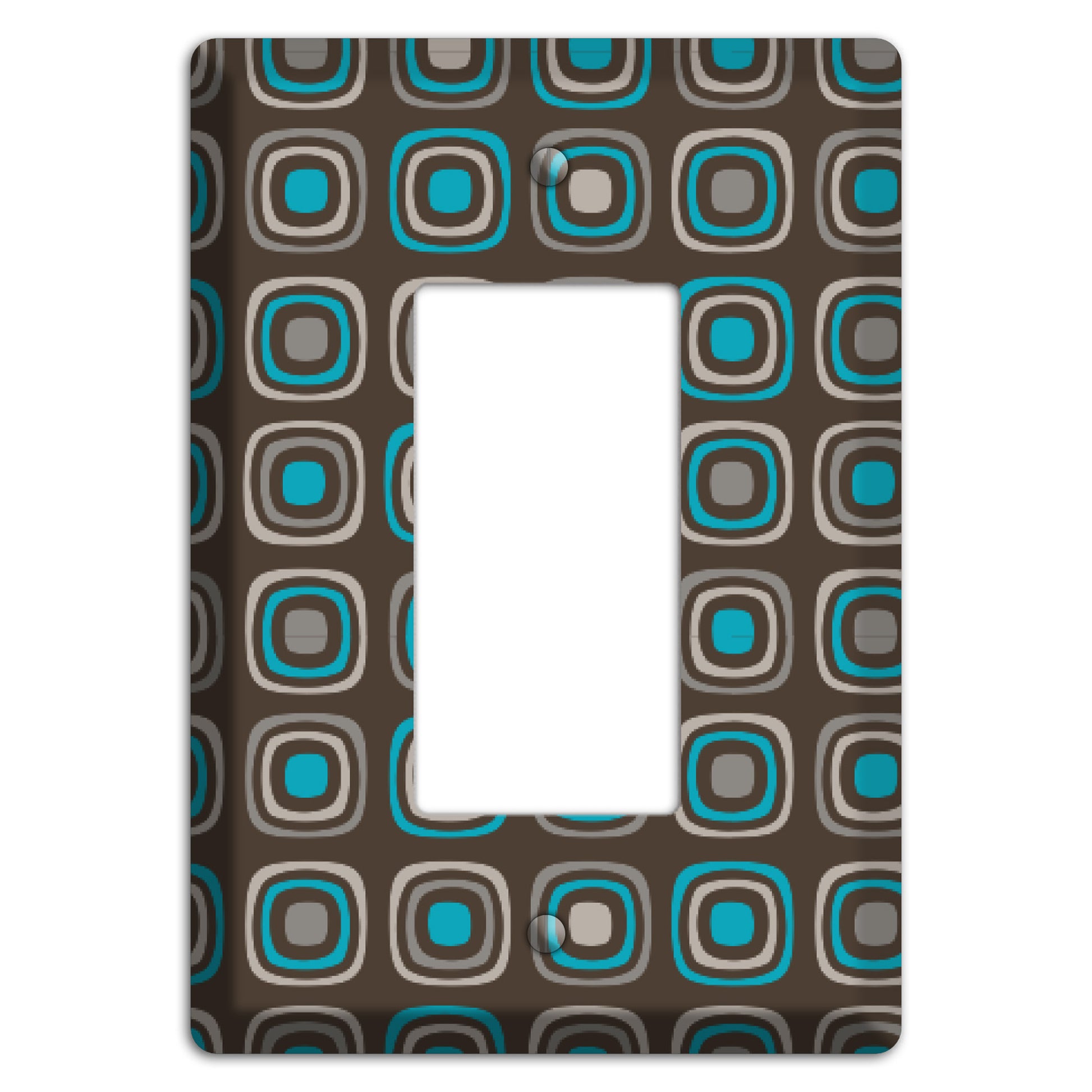Brown and Blue Rounded Squares Rocker Wallplate