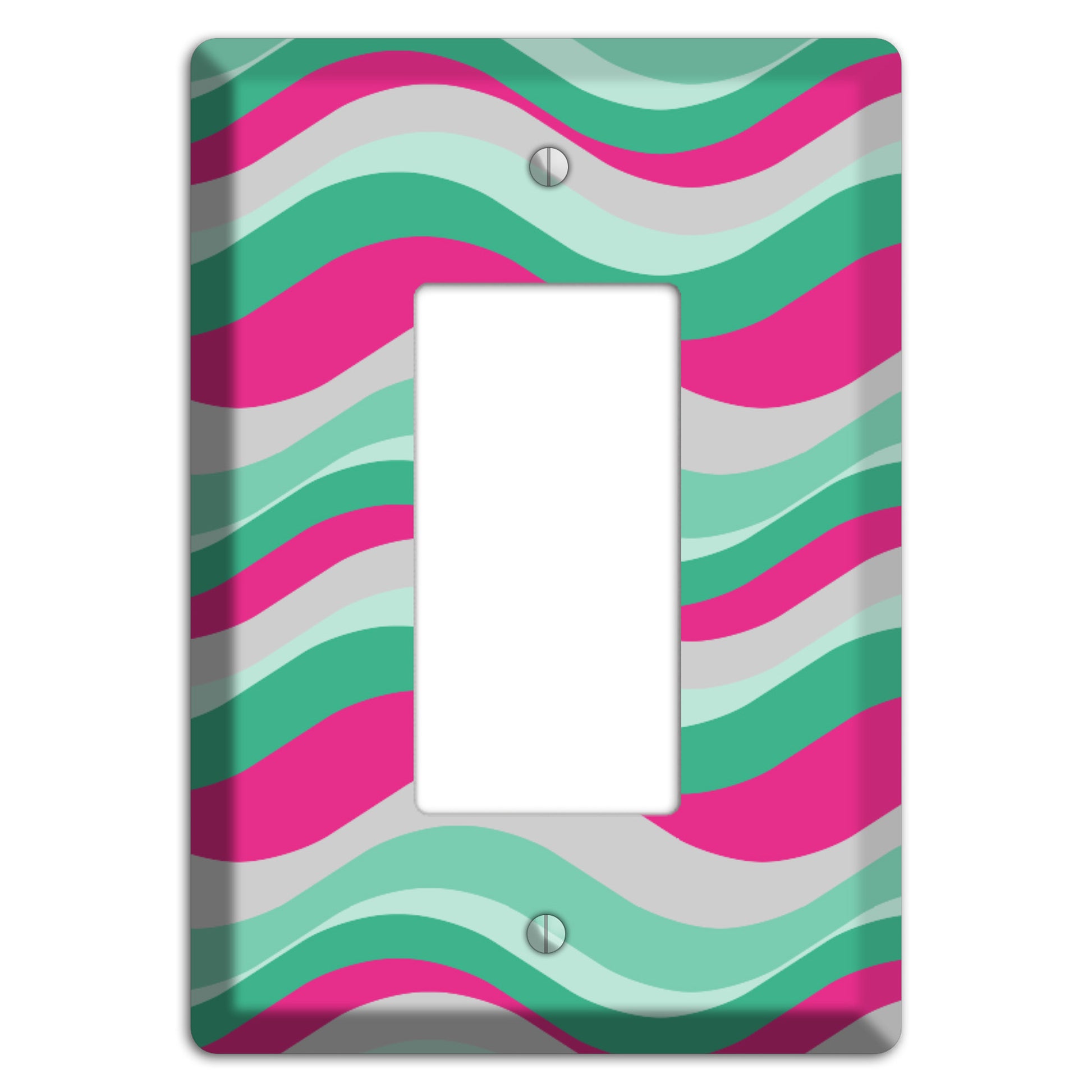 Grey Fuschia and Multi Aqua Retro Waves Rocker Wallplate