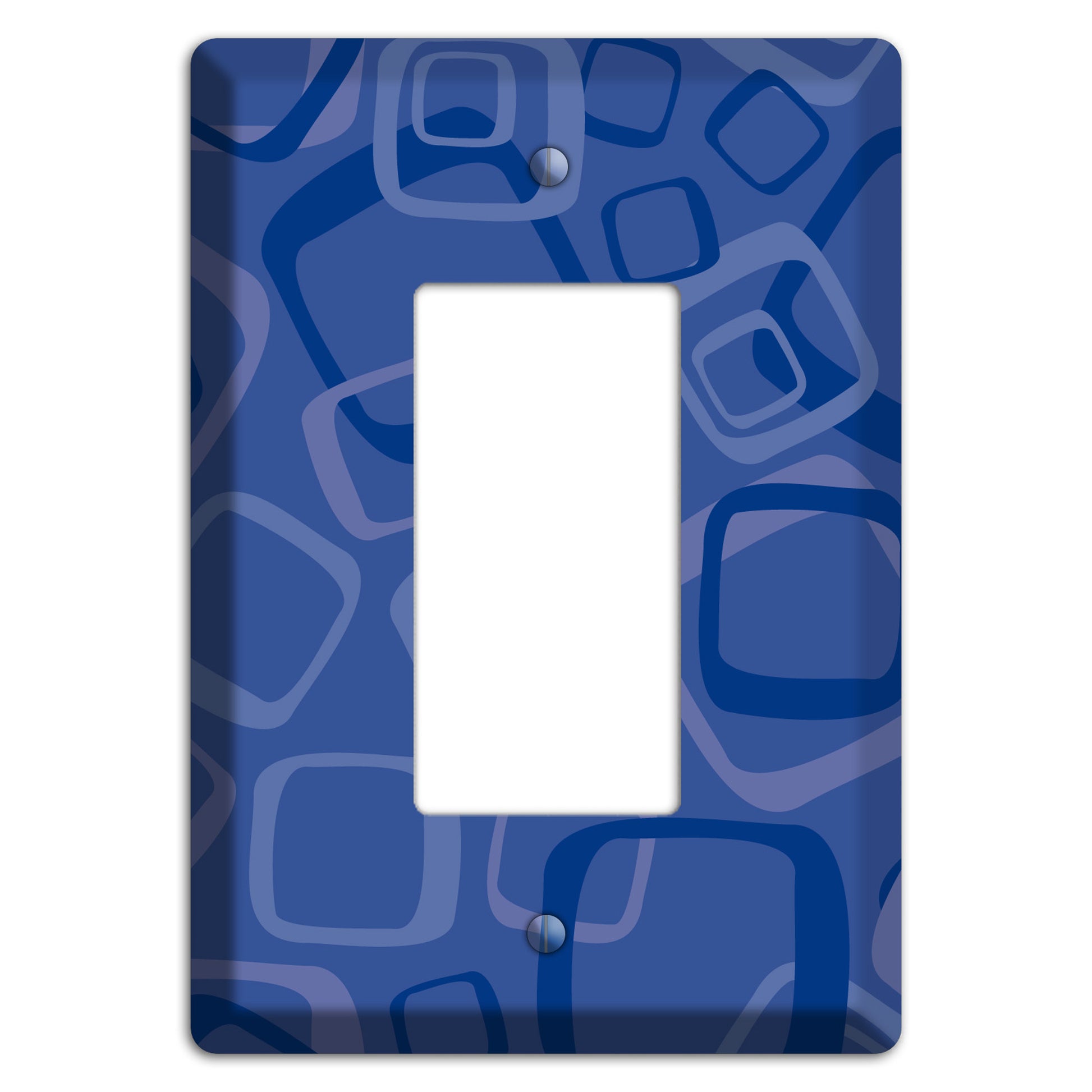 Multi Blue Random Retro Squares Rocker Wallplate