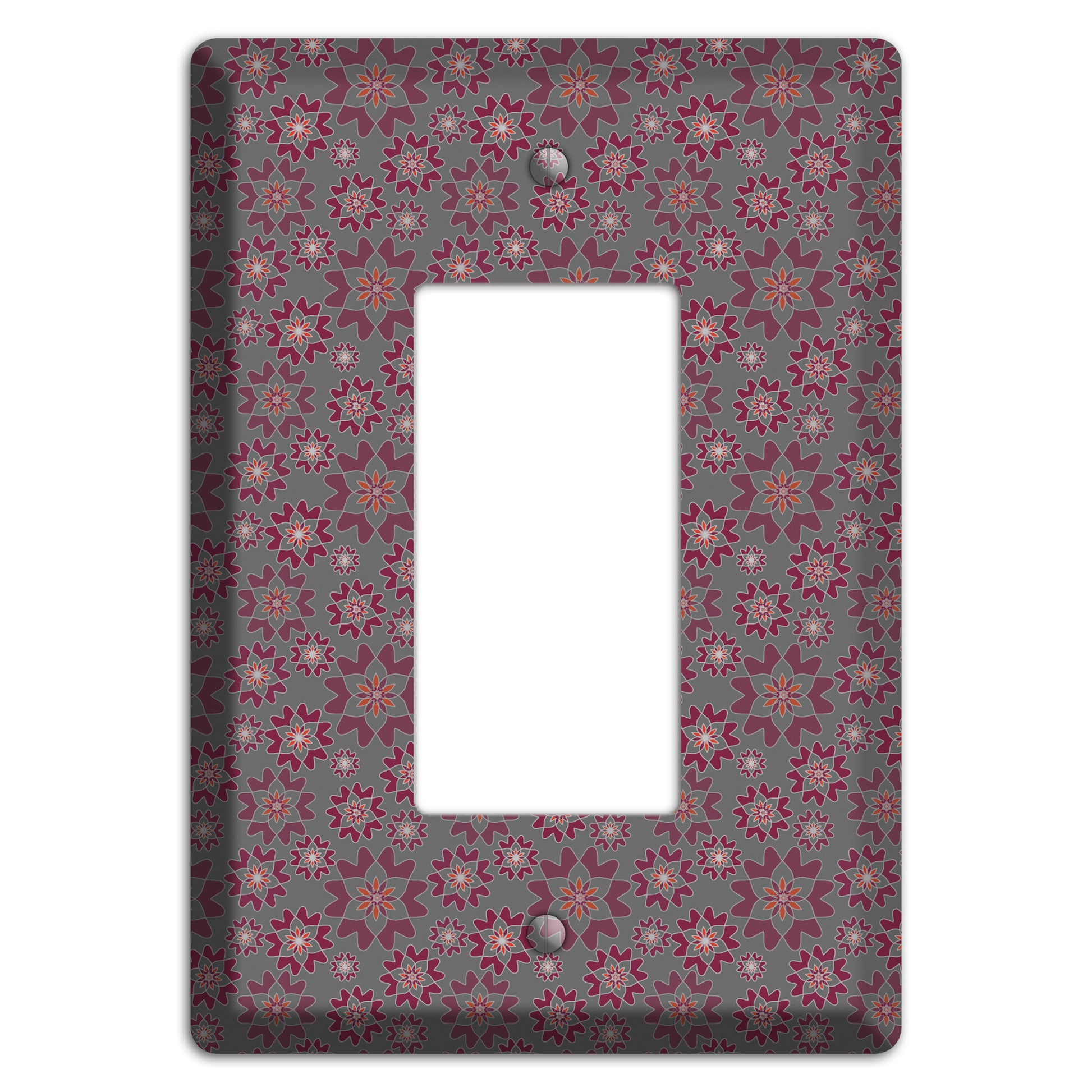 Grey with Tiny Burgundy Retro Suzani 2 Rocker Wallplate