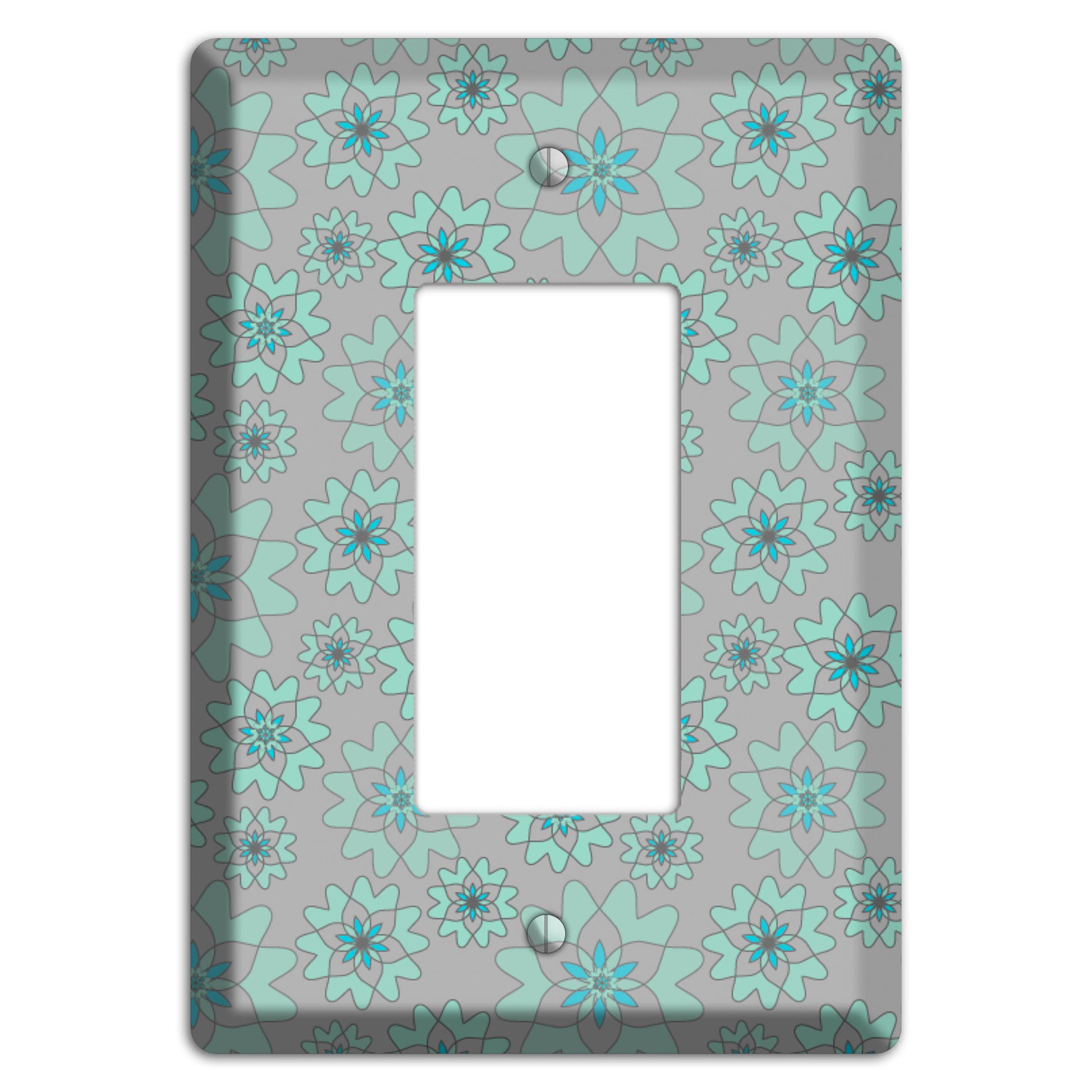 Grey with Aqua Retro Suzani Rocker Wallplate