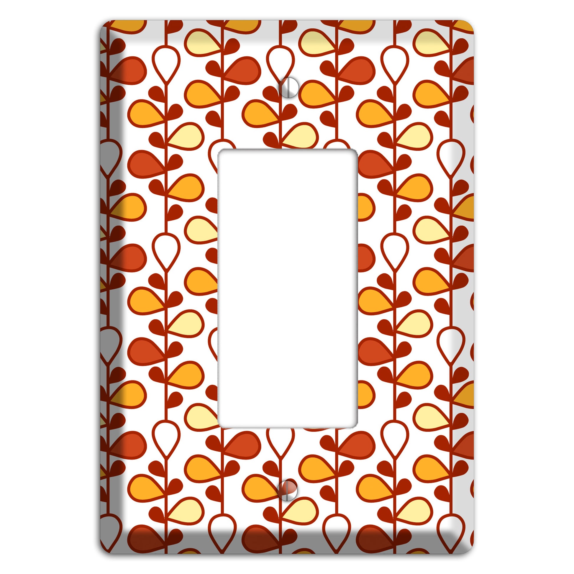 White with Red and Orange Drop and Vine Rocker Wallplate