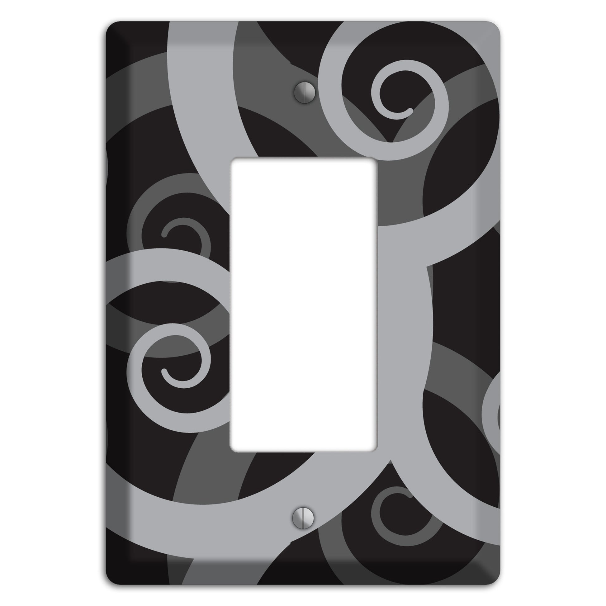 Black with Grey Large Swirl Rocker Wallplate