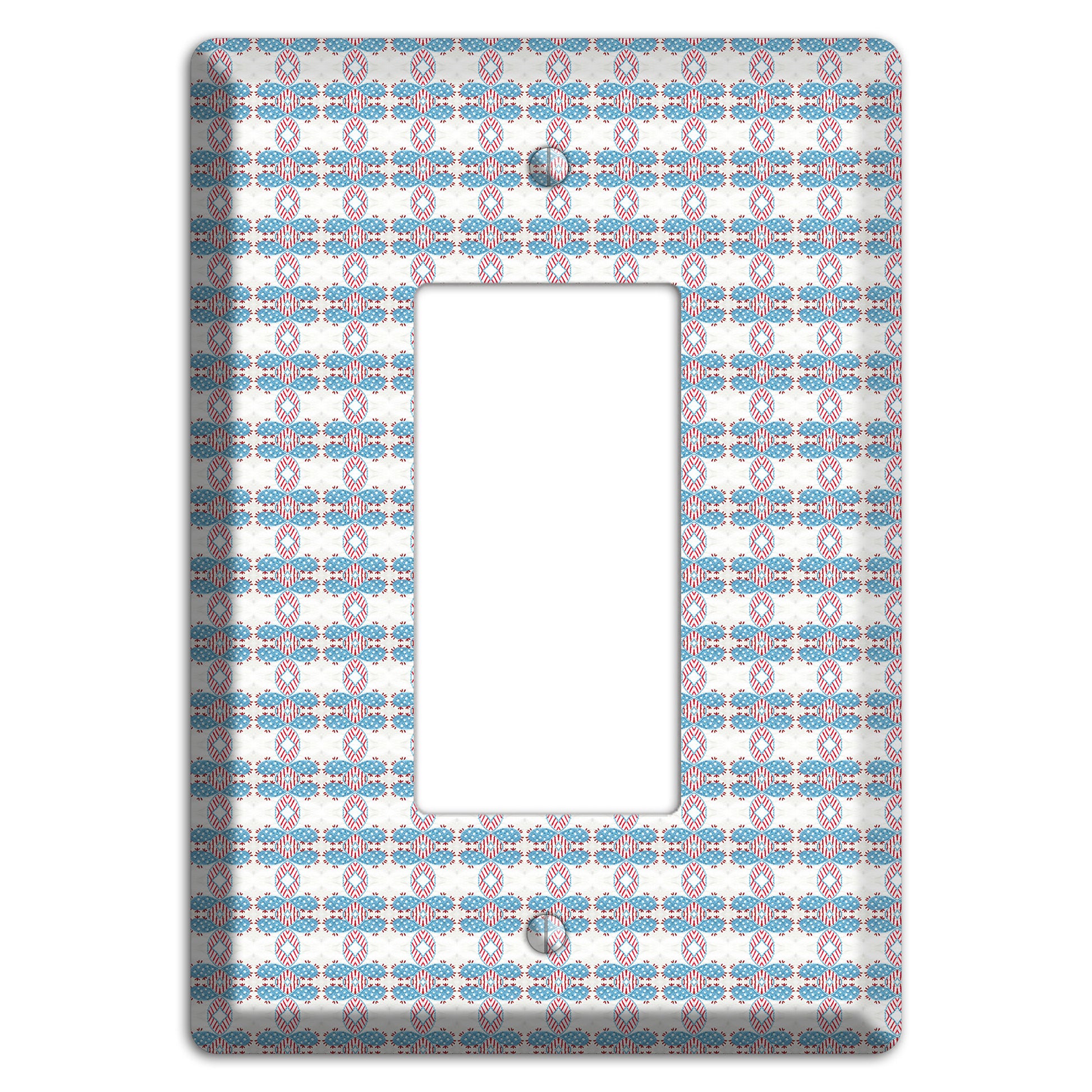 White with Faded Blue and Red Tapestry Rocker Wallplate