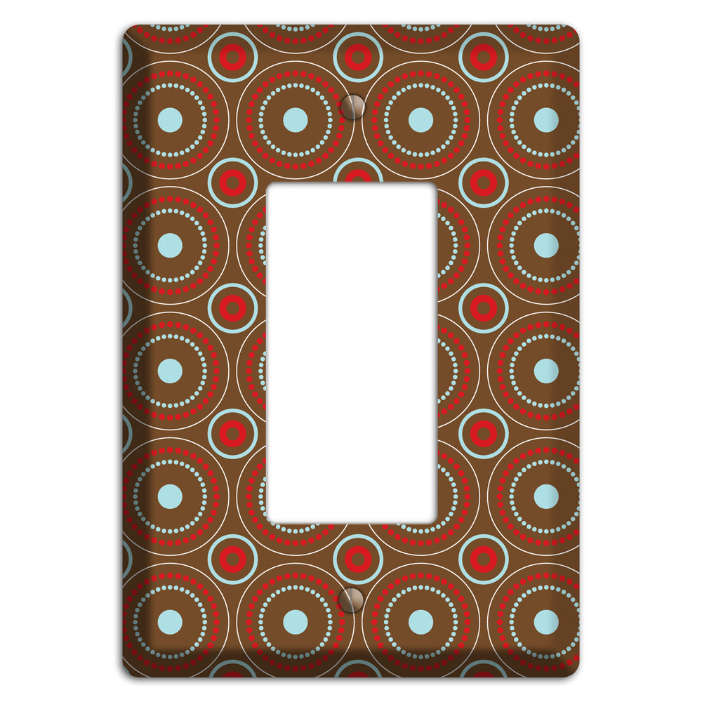 Brown with Red and Dusty Blue Retro Suzani Rocker Wallplate