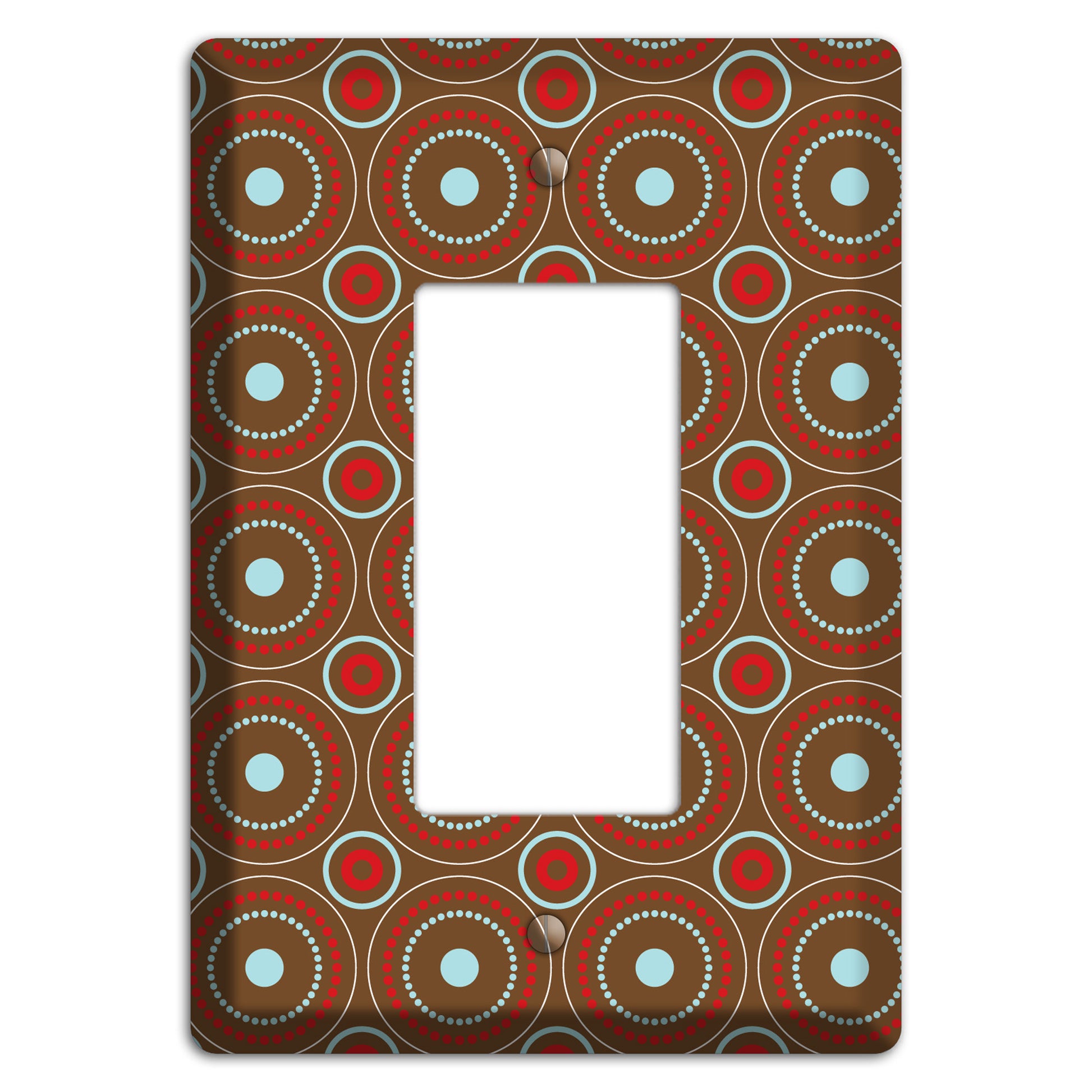 Brown with Red and Dusty Blue Retro Suzani Rocker Wallplate